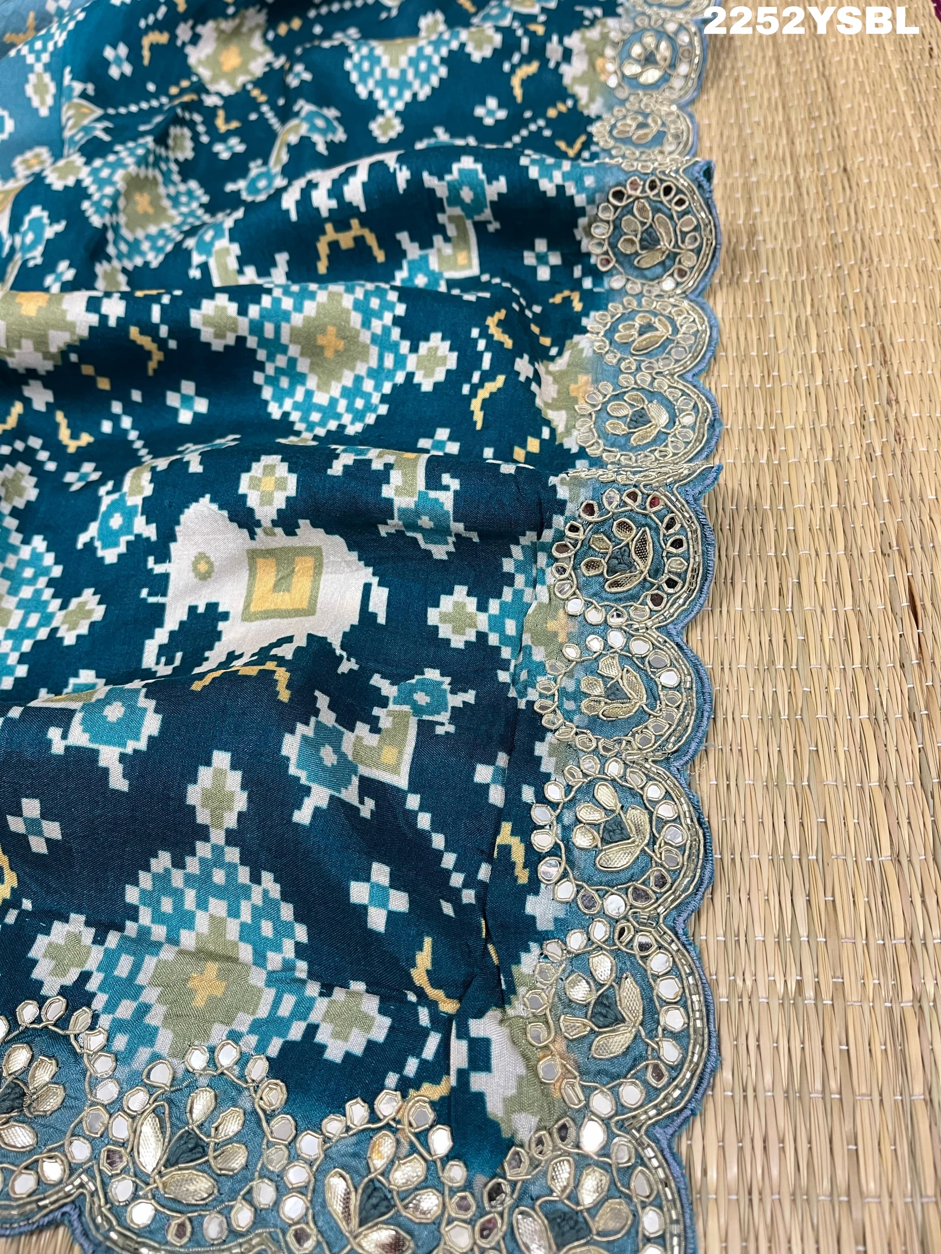 KcPc New Dola Silk Ajrakh Double Shadded Style Saree ANT
