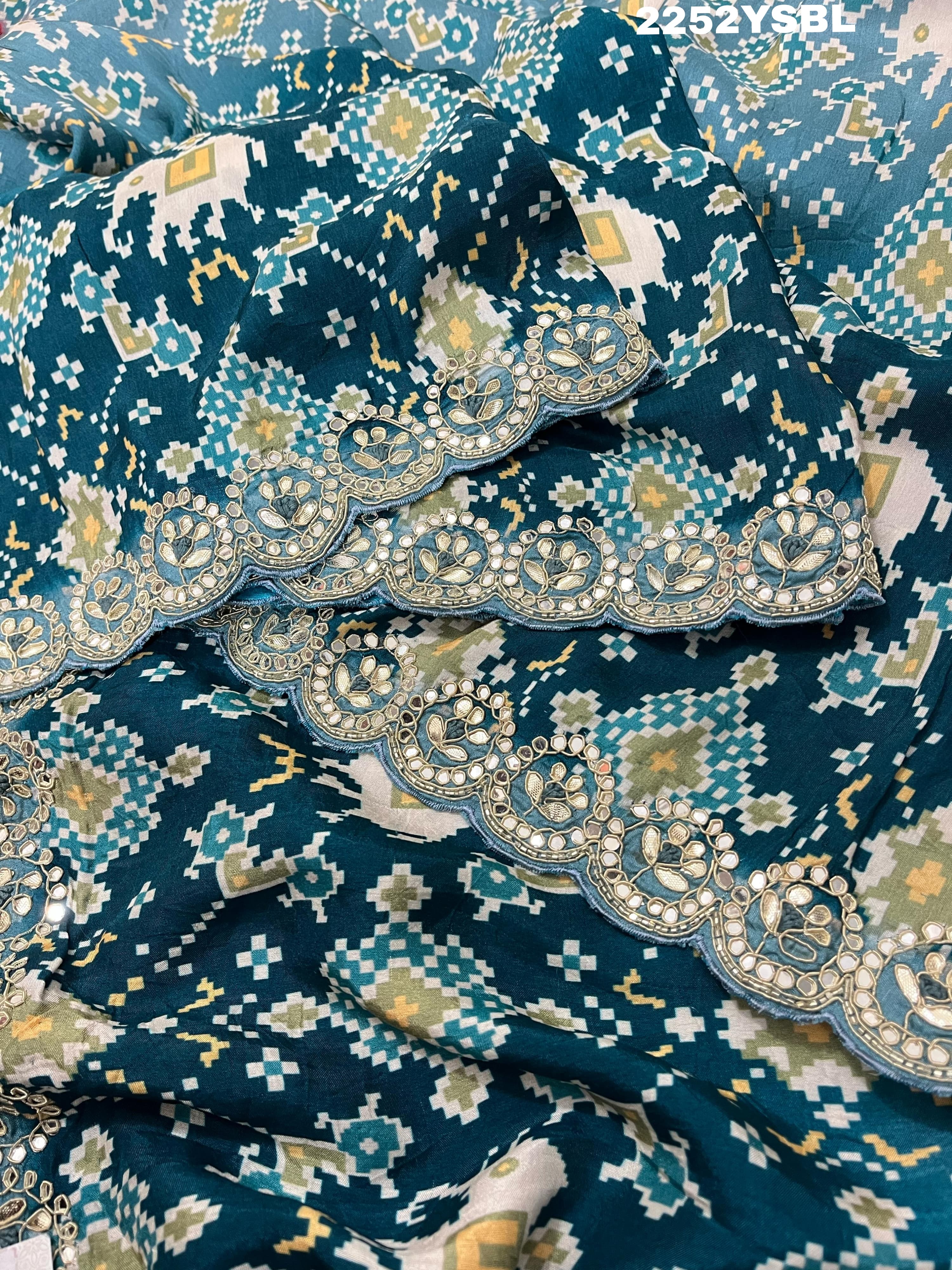 KcPc New Dola Silk Ajrakh Double Shadded Style Saree ANT