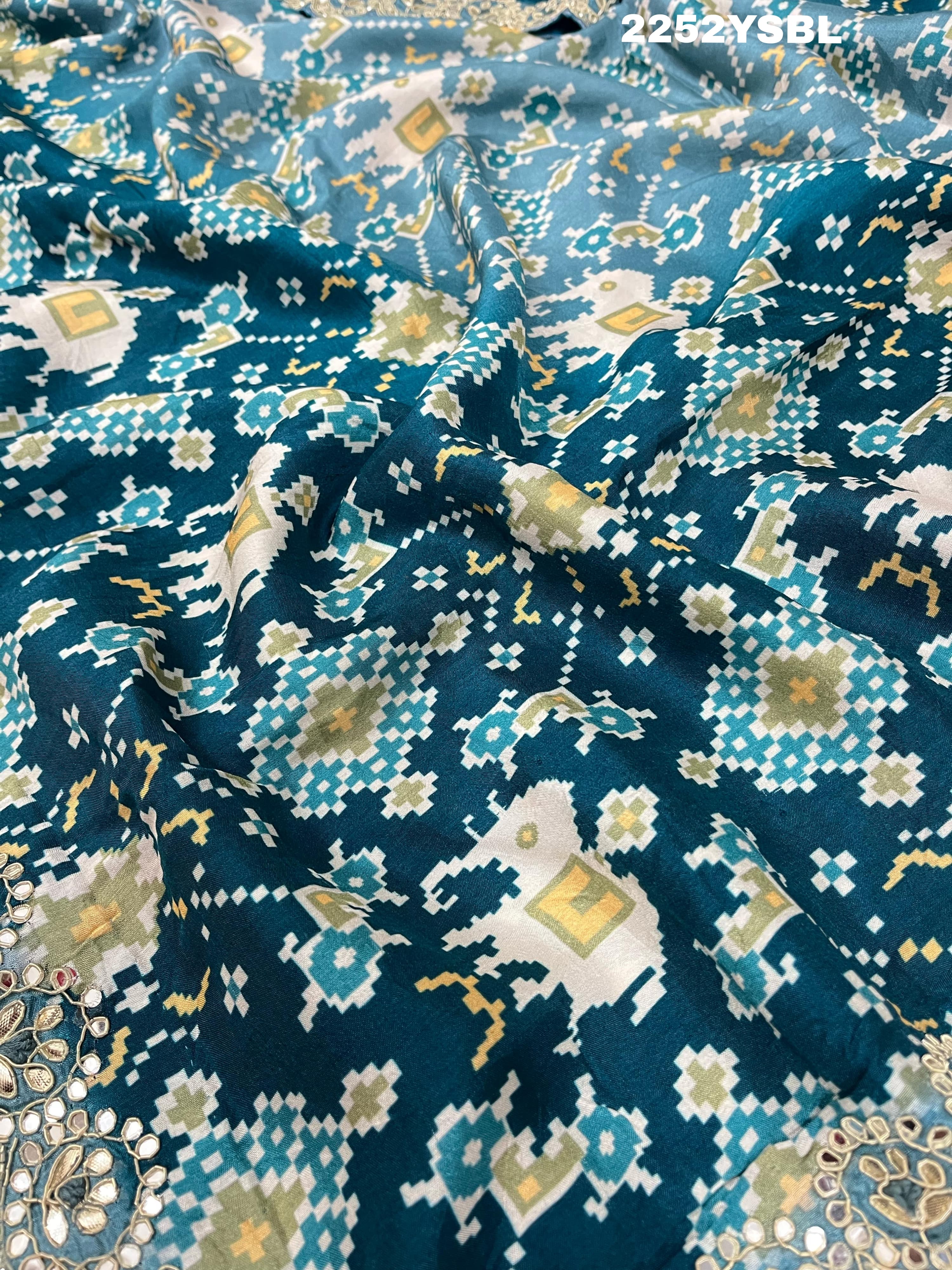 KcPc New Dola Silk Ajrakh Double Shadded Style Saree ANT