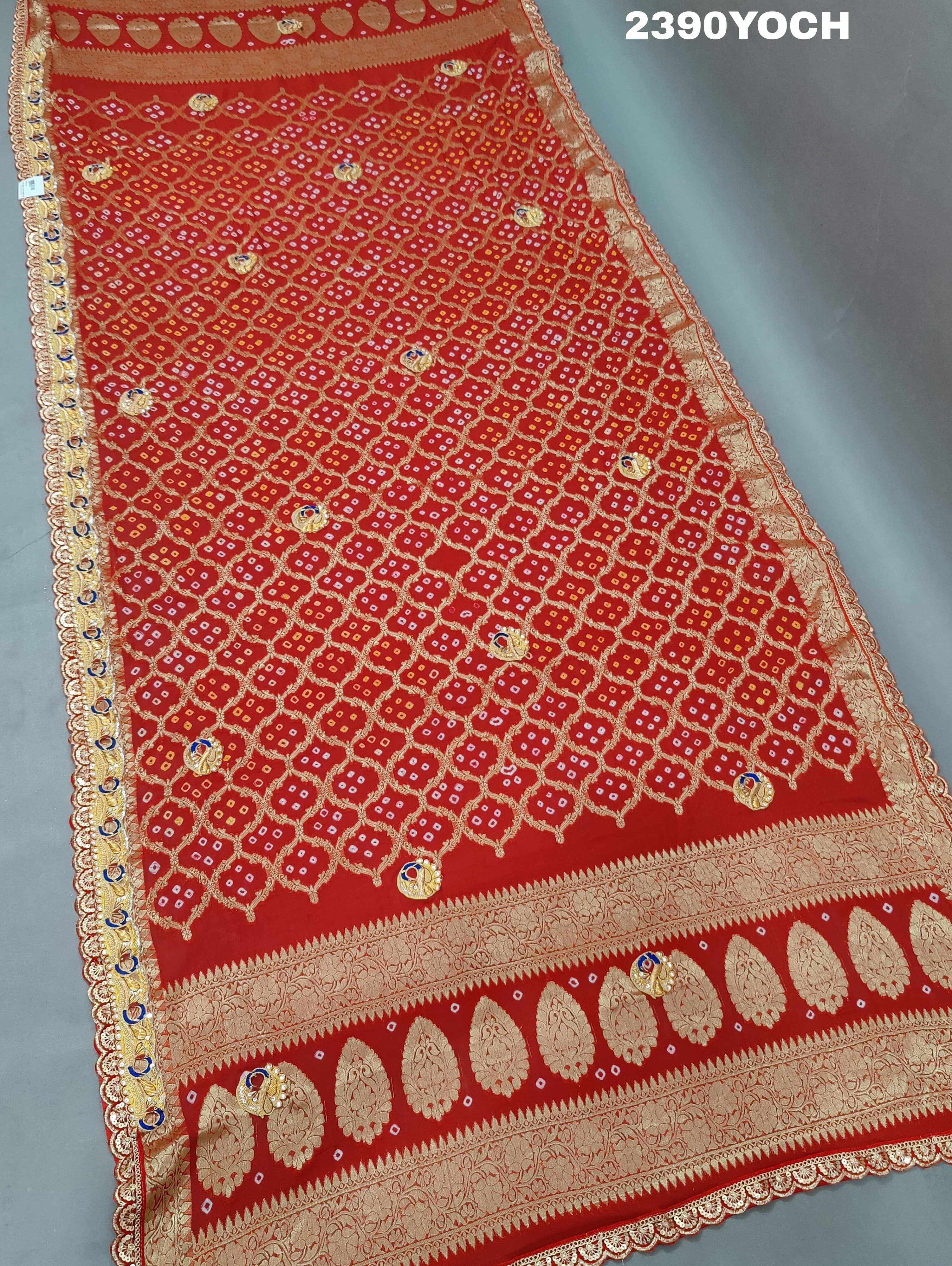 KcPc New Belbutti Pure Georgette MarwadiBandhani Odhna Chunri KcPc