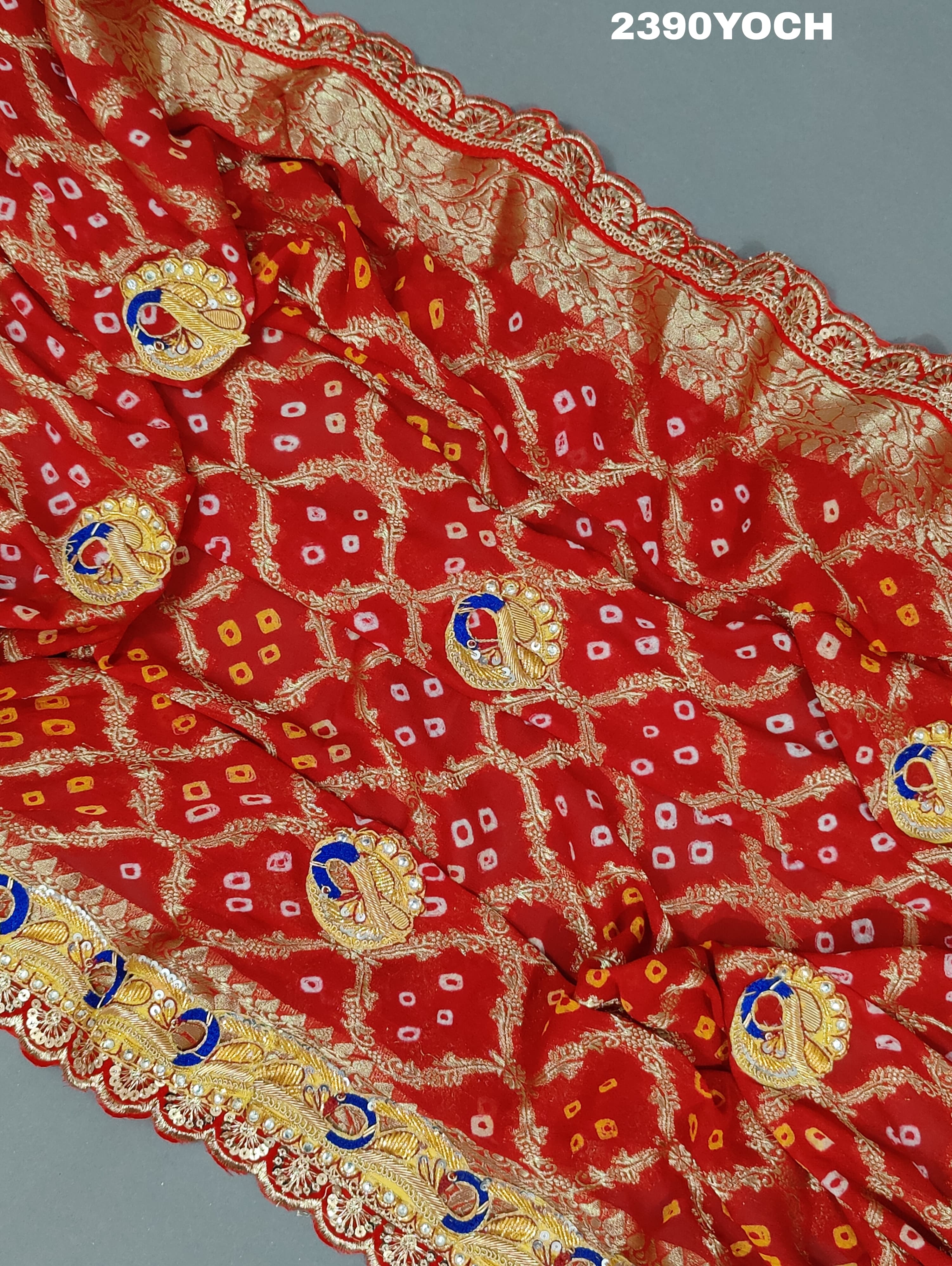 KcPc New Belbutti Pure Georgette MarwadiBandhani Odhna Chunri KcPc