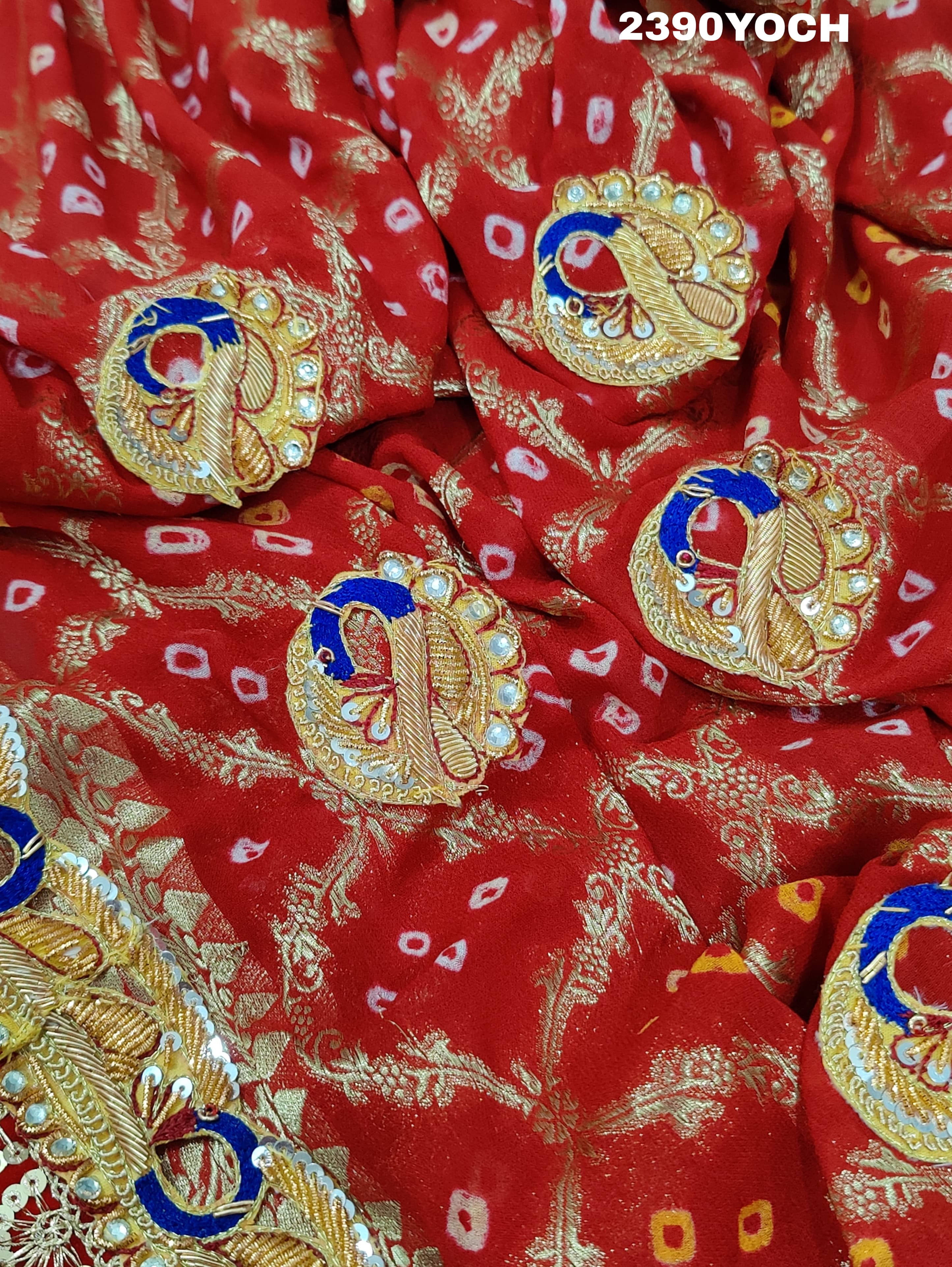 KcPc New Belbutti Pure Georgette MarwadiBandhani Odhna Chunri KcPc