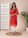 KcPc New Arrival Jaipuri Traditional Marwadi Gotapatti Handwork Long Straight KurtisKML