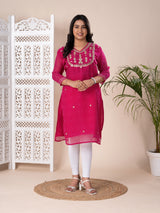 KcPc New Arrival Jaipuri Traditional Marwadi Gotapatti Handwork Long Straight KurtisKML