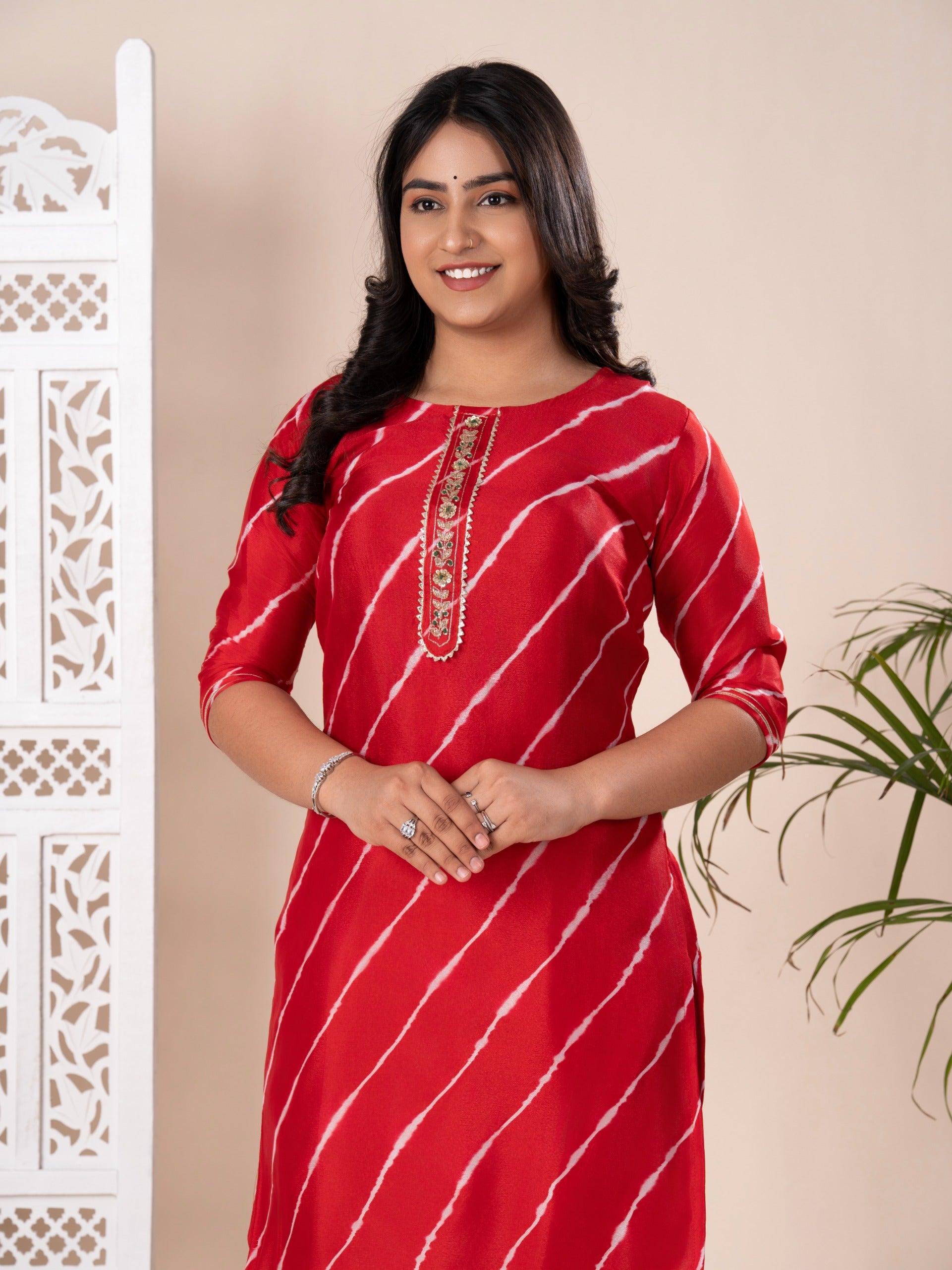 KcPc New Arrival Jaipuri Designer Chinon Lehriya Style Kurti KML