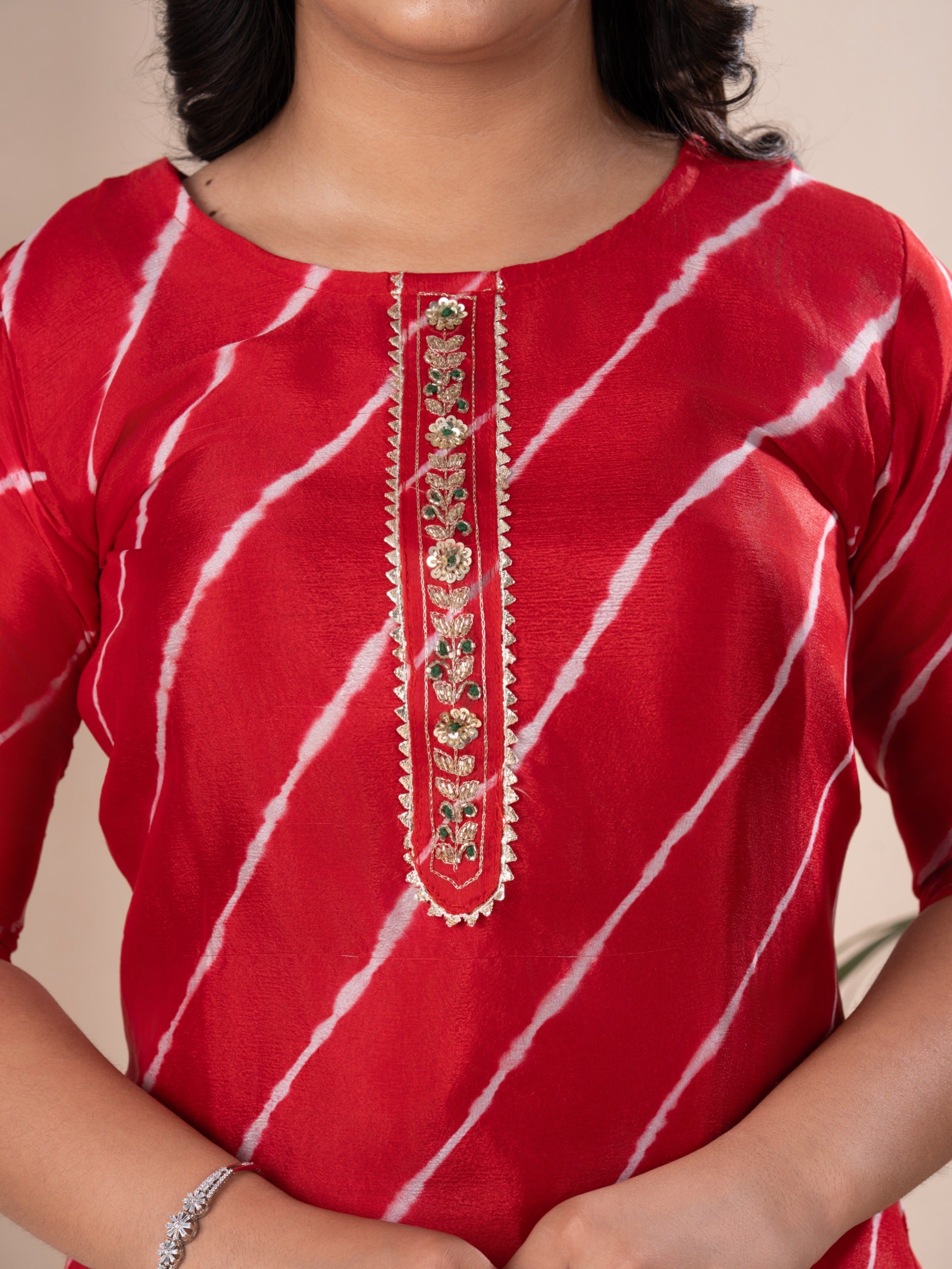 KcPc New Arrival Jaipuri Designer Chinon Lehriya Style Kurti KML