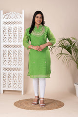 KcPc New Latest JaipuriGeorgette Leheriya Style With Gotapatti Work Kurti KML
