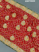 KcPc Pure Georgette Bandhani Style Bel - Buti Work Odhna