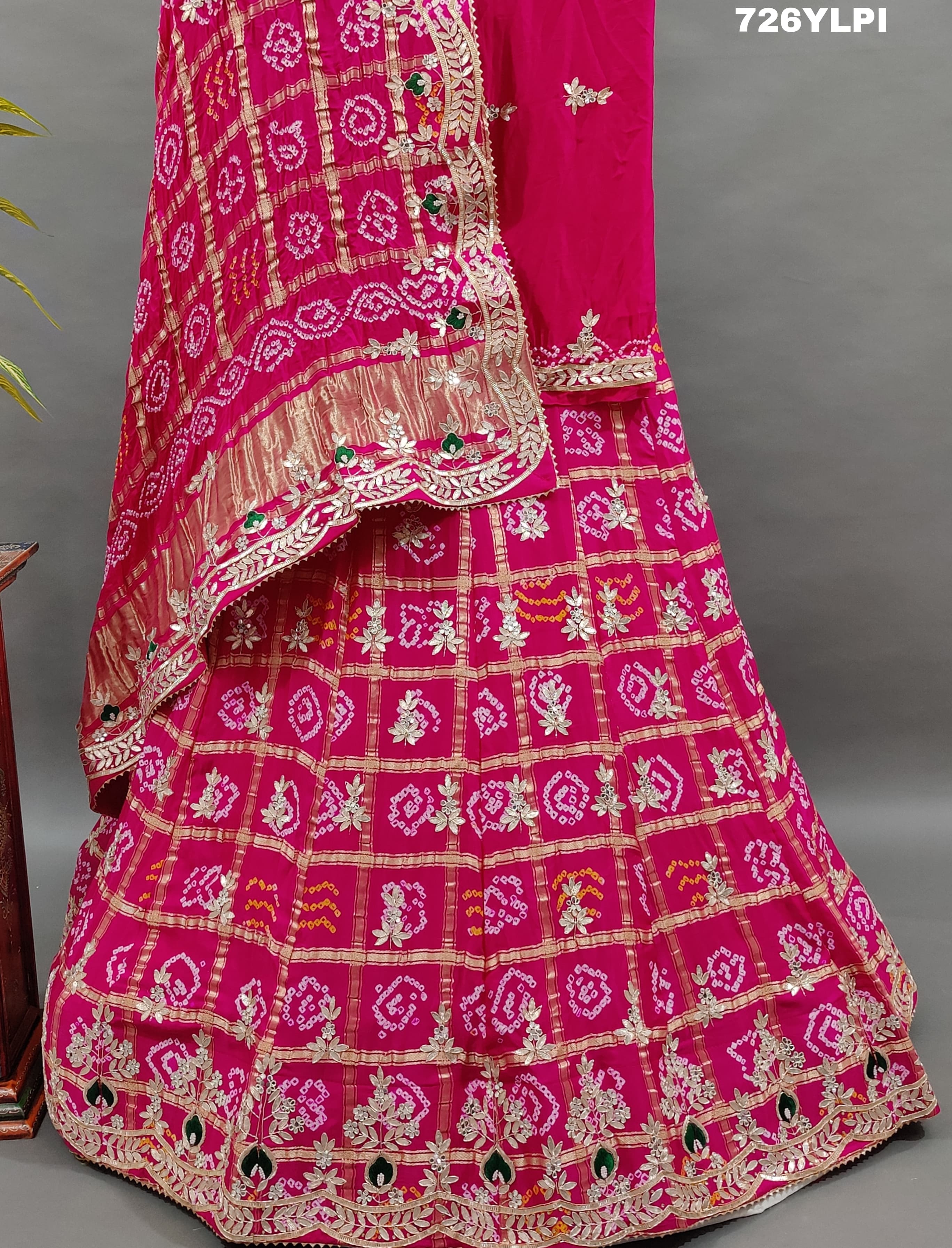 KcPc Pure Gaji silk Gharchola with Gotapatti work Lehenga Set BTU