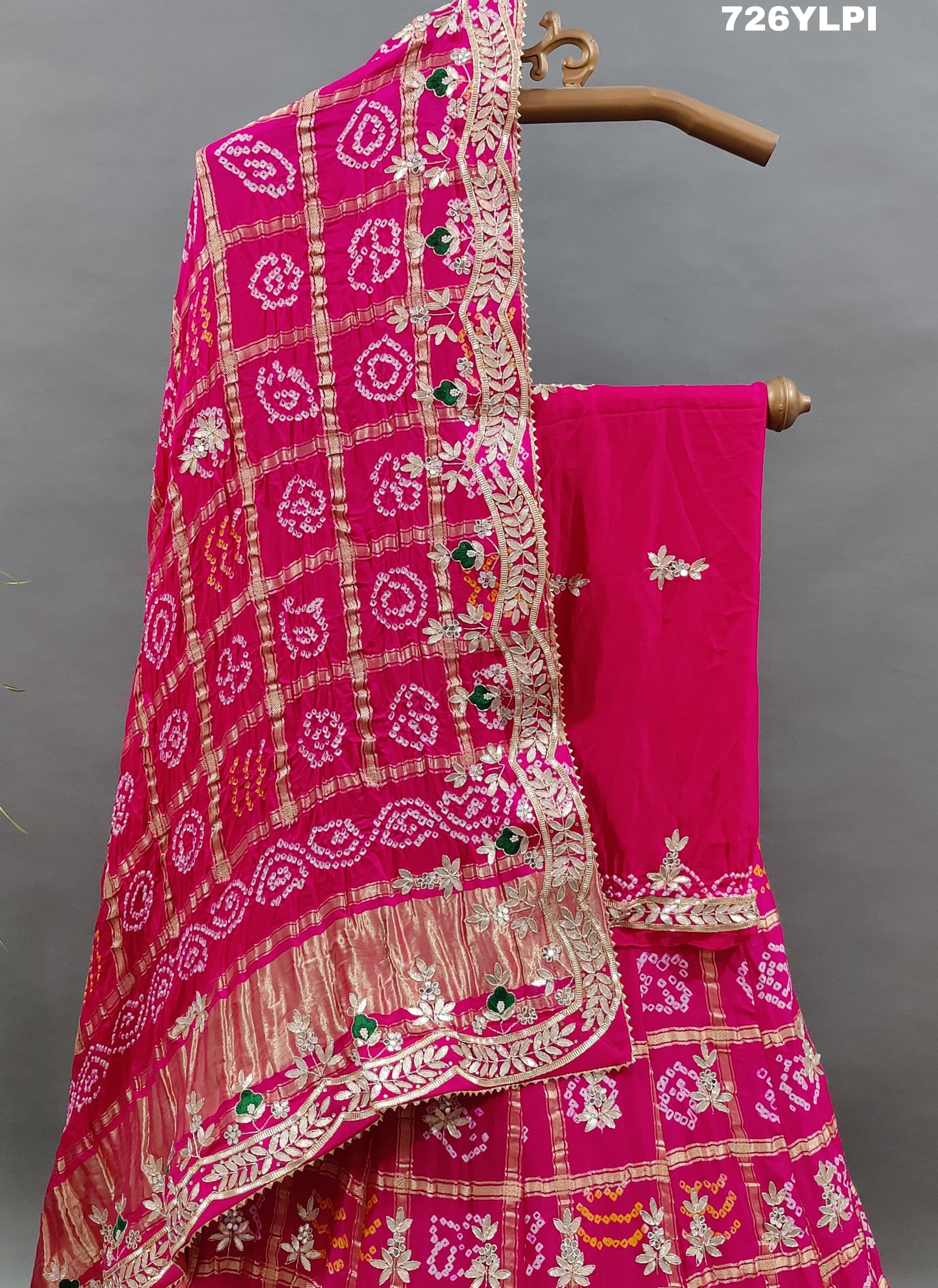 KcPc Pure Gaji silk Gharchola with Gotapatti work Lehenga Set BTU