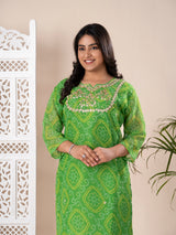 KcPc New Arrival Jaipuri Traditional Marwadi Gotapatti Handwork Long Straight KurtiKML