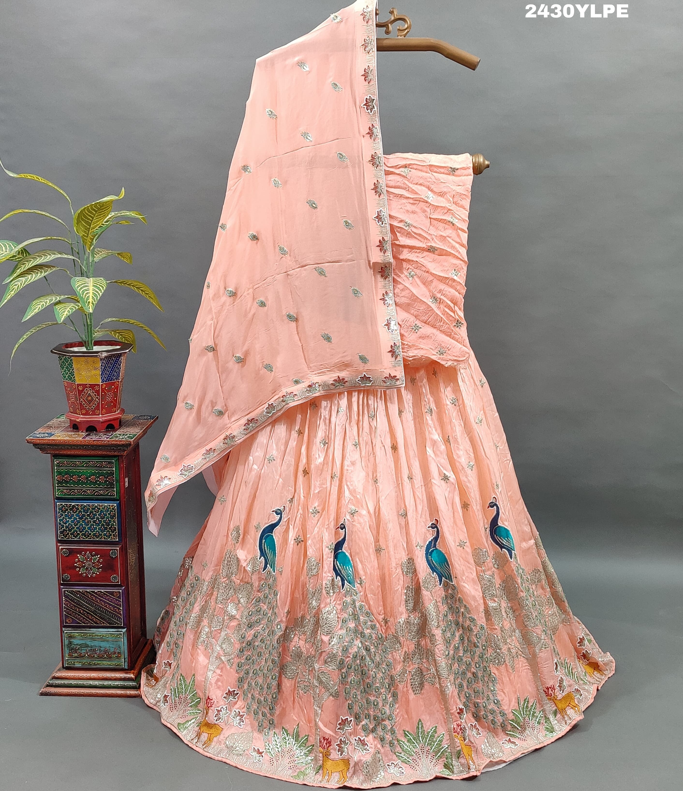 KcPc Elegant Chinon Silk Lehenga with Sequin and Gota patti Touches BTU