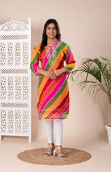 KcPc New Jaipuri Traditional Marwadi Gotapatti Handwork Long Straight Kurtis KML