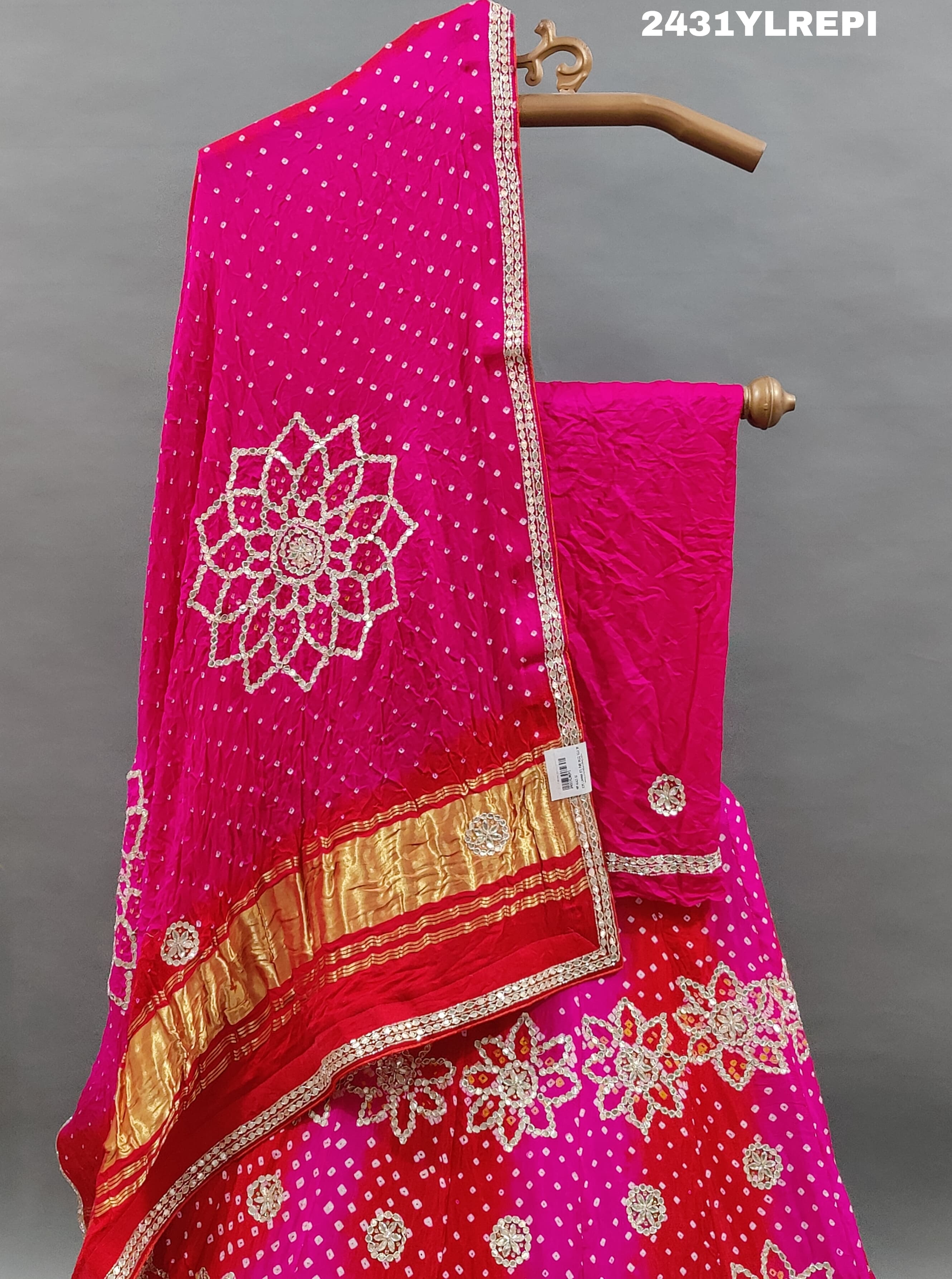 KcPc New Beautiful Gota Patti Gaji Silk Bandhani Lehenga Set BTU
