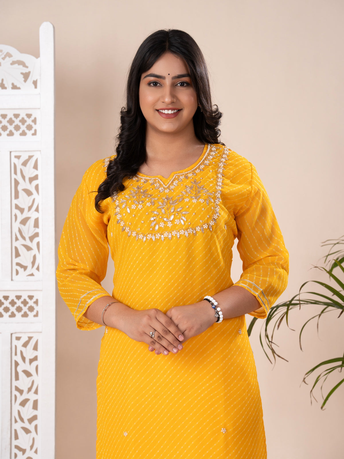 KcPc New Beautiful Jaipuri Traditional Marwadi Gotapatti Handwork Long Straight KurtiKML