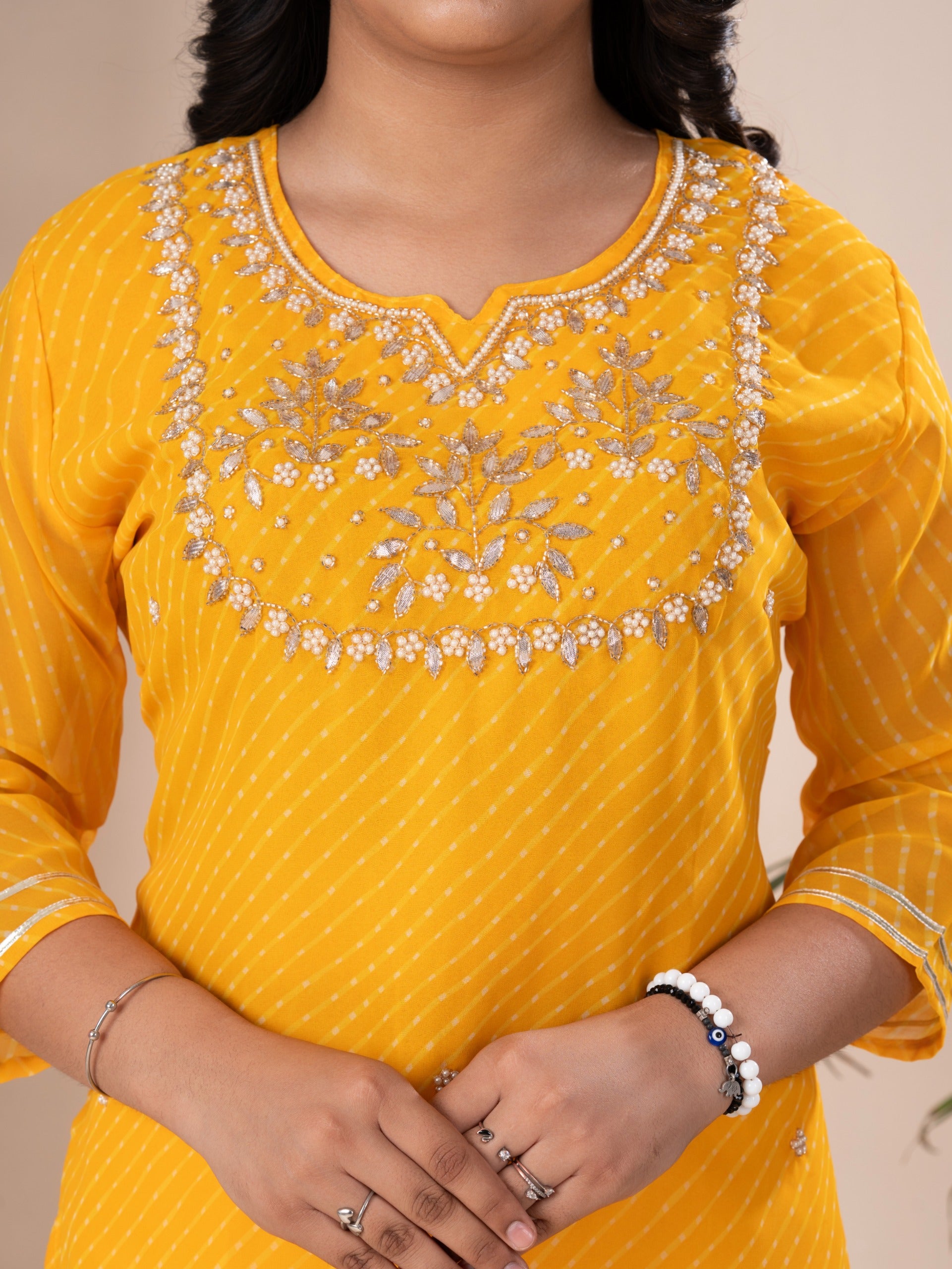 KcPc New Beautiful Jaipuri Traditional Marwadi Gotapatti Handwork Long Straight KurtiKML
