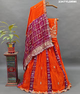 Traditional Indian Gaji Silk Bandhani Lehenga with Gota Patti work