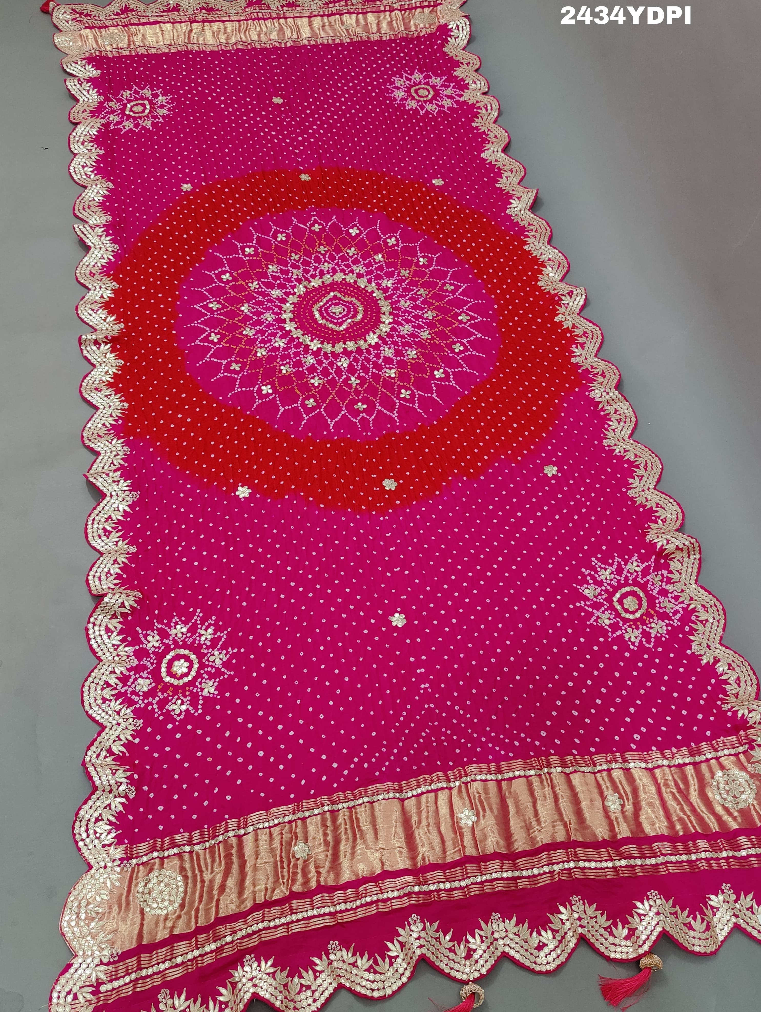 KcPc New Lounch Gaji Silk Bandhani Style Gotapatti Work DupattaAMT