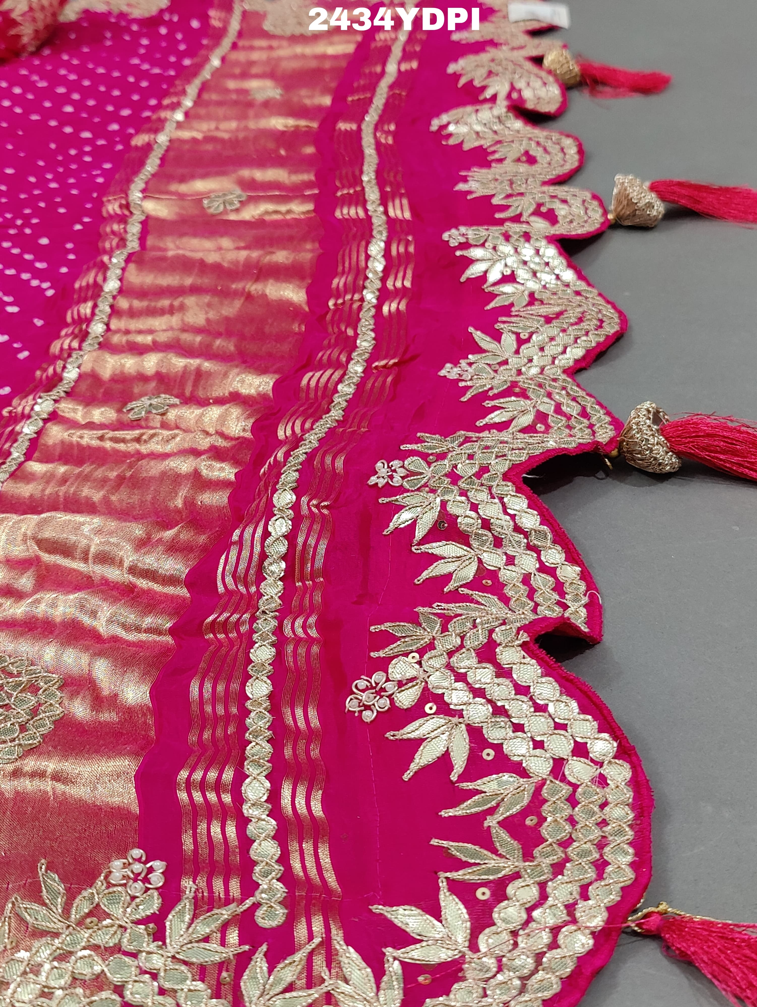 KcPc New Lounch Gaji Silk Bandhani Style Gotapatti Work DupattaAMT