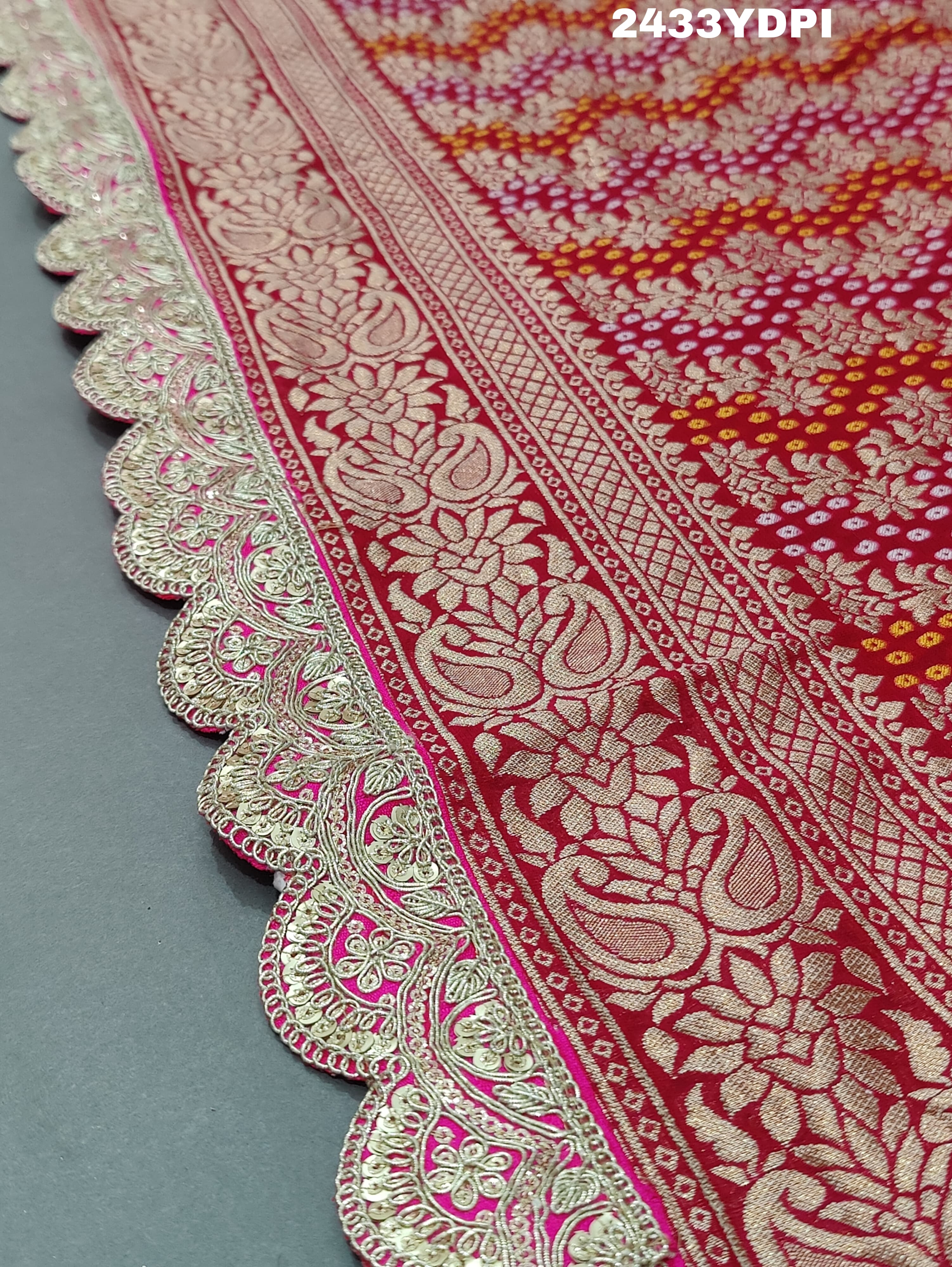 KcPc Special khaddi Georgette Bandhani Style Sequence embroidery Work Dupatta AMT