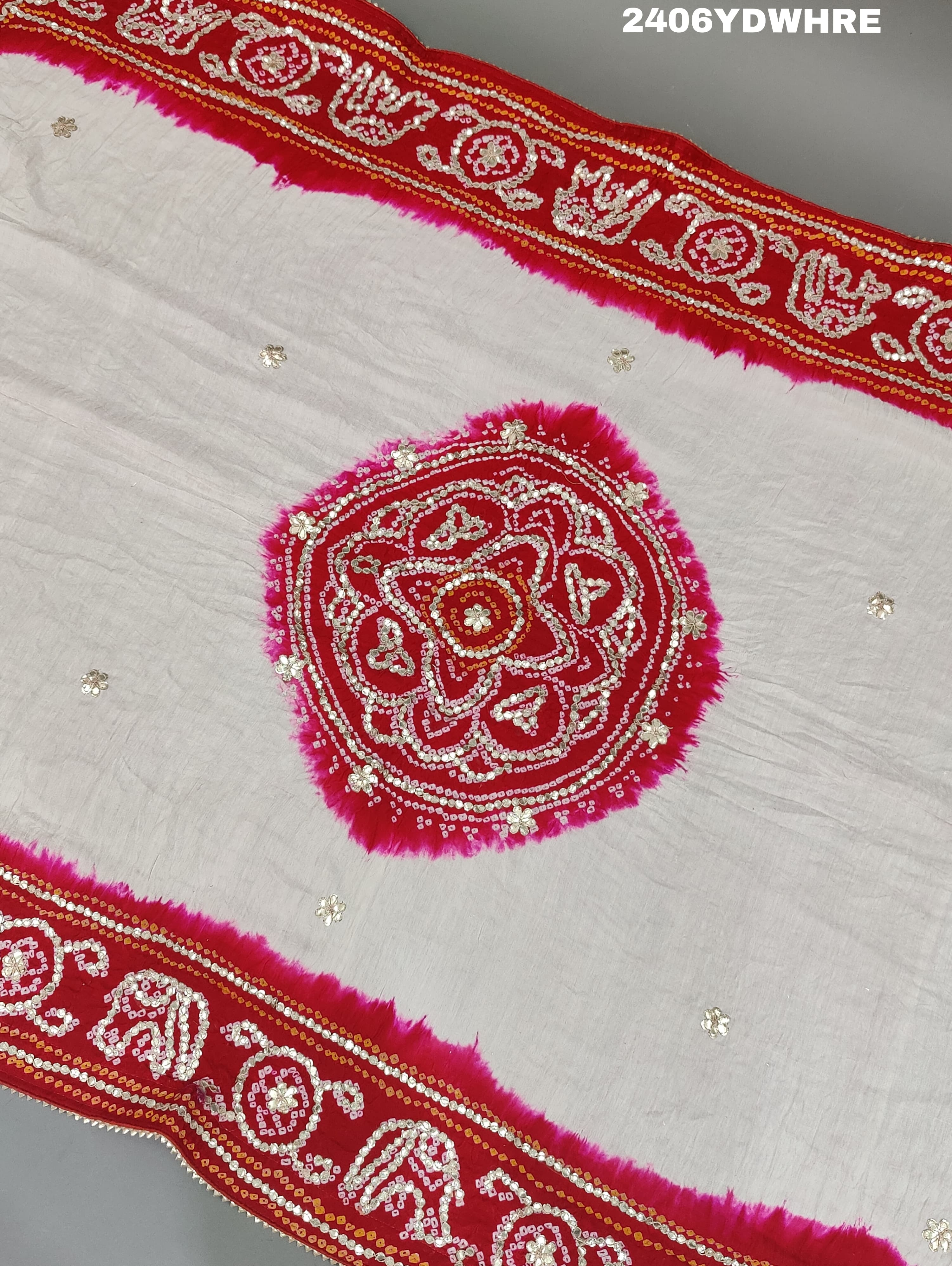 KcPc New Beautiful Gaji Silk Bandhani Gota patti work Dupatta AMT