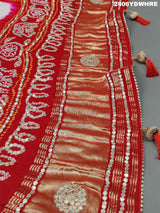 KcPc New Beautiful Gaji Silk Bandhani Gota patti work Dupatta AMT