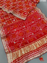 gaji silk bandhani saree with gotapati work for royel weddings