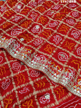 gaji silk bandhani saree with gotapati work for royel weddings