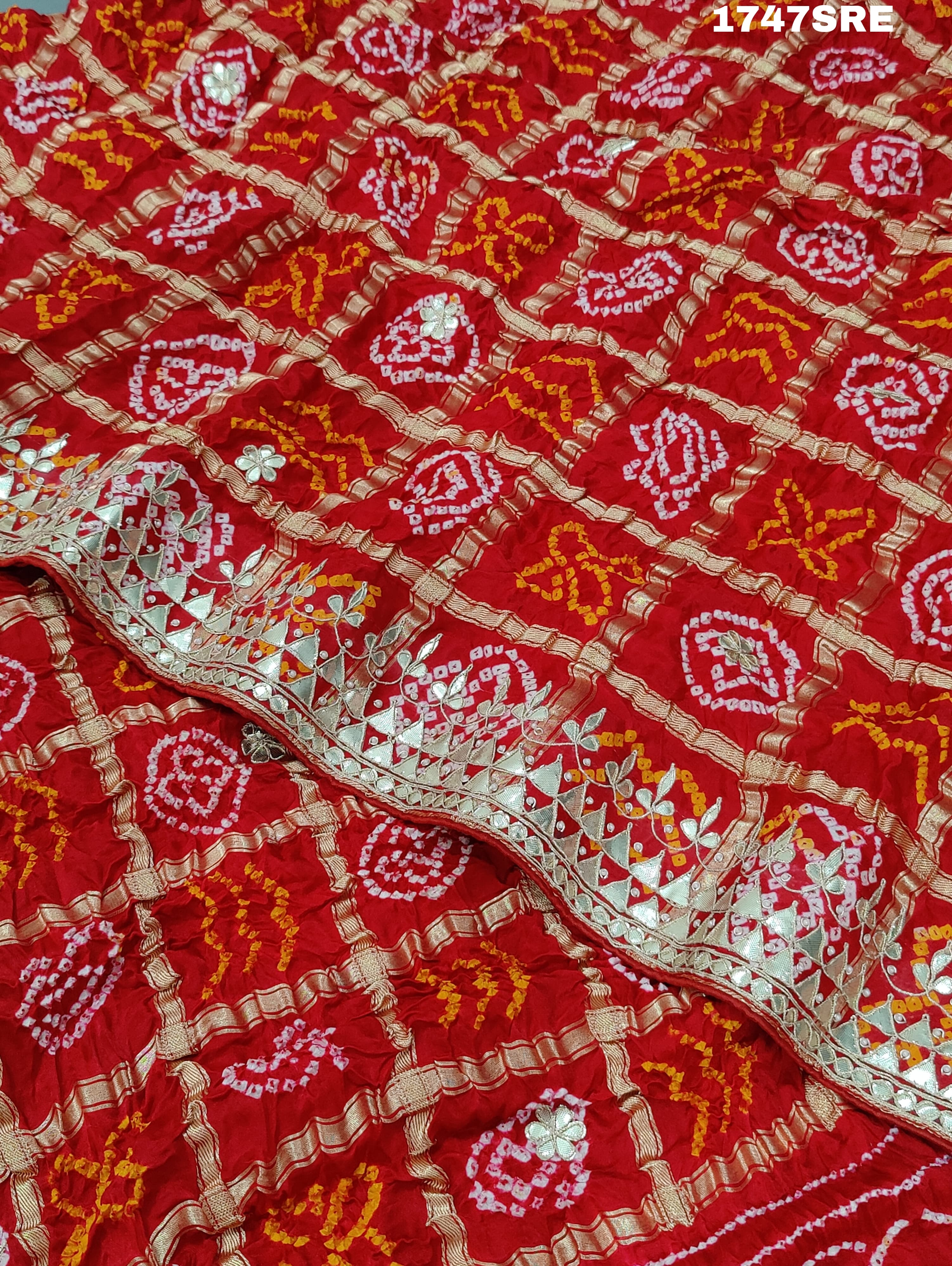 gaji silk bandhani saree with gotapati work for royel weddings