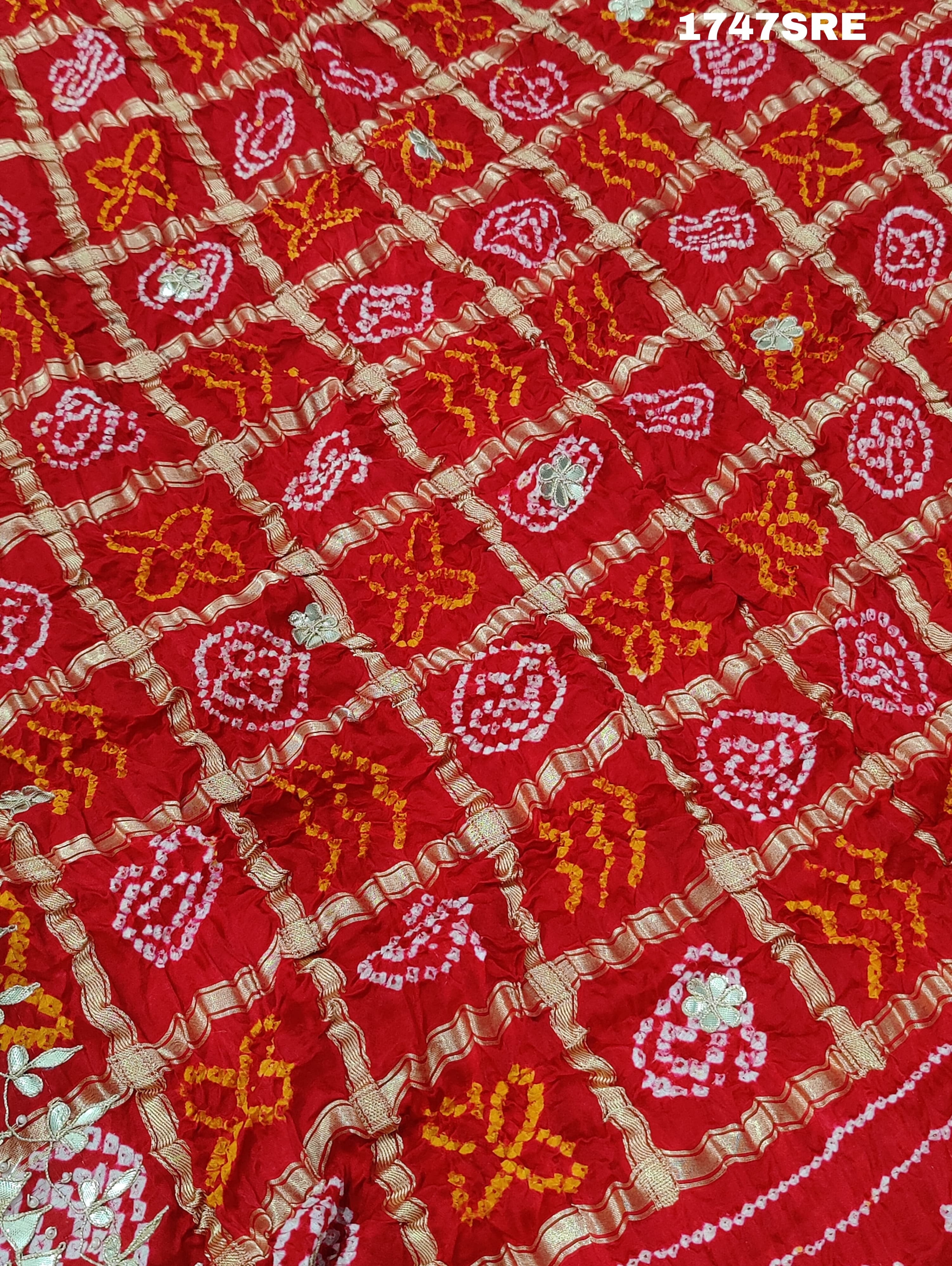 gaji silk bandhani saree with gotapati work for royel weddings