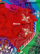 chiffon Silk Bandhani Style With Gotapatti Work Saree