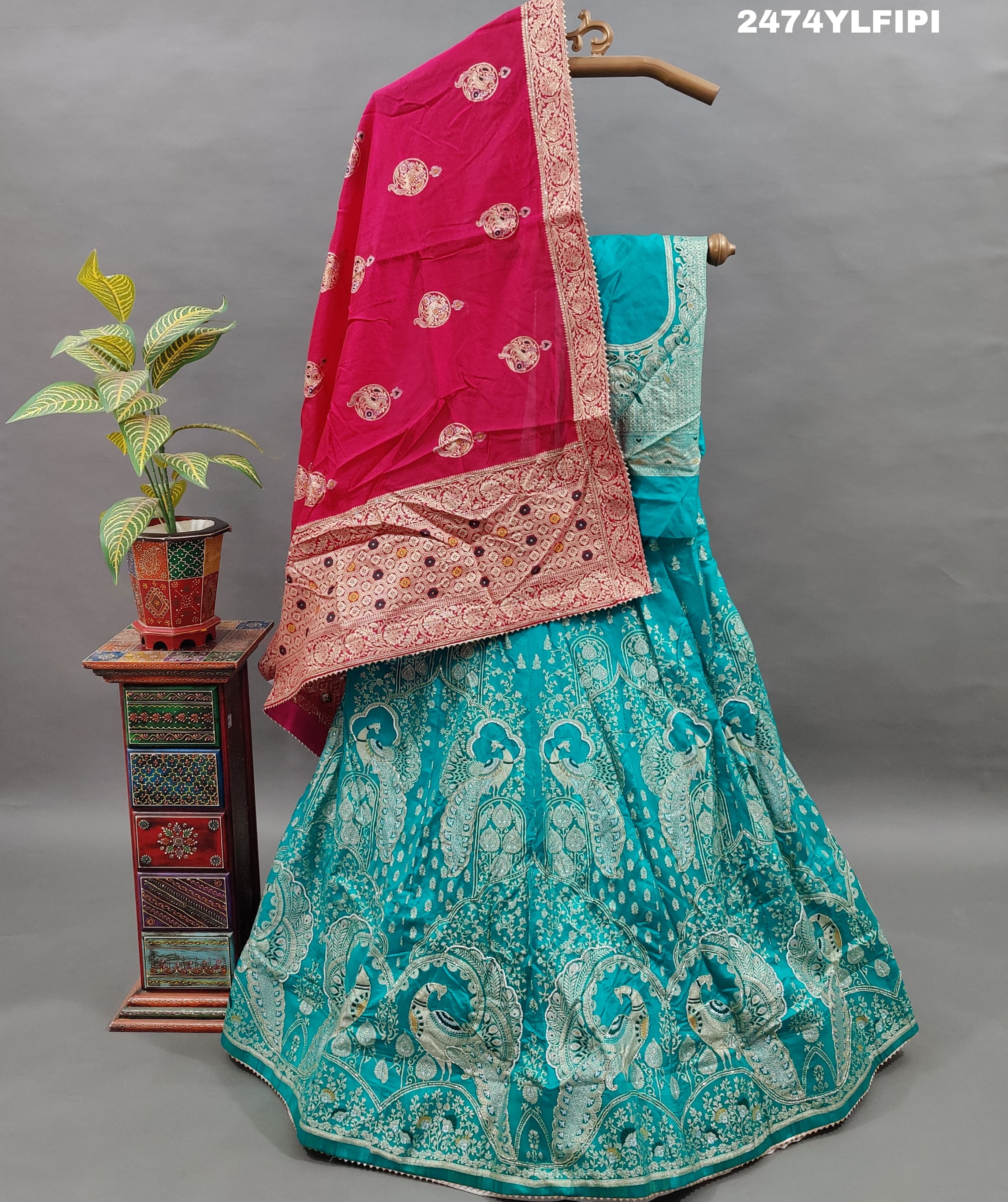 KcPc Traditional Upada Silk Lehenga in Banarasi Style with Handcrafted Cutdana Work BTU