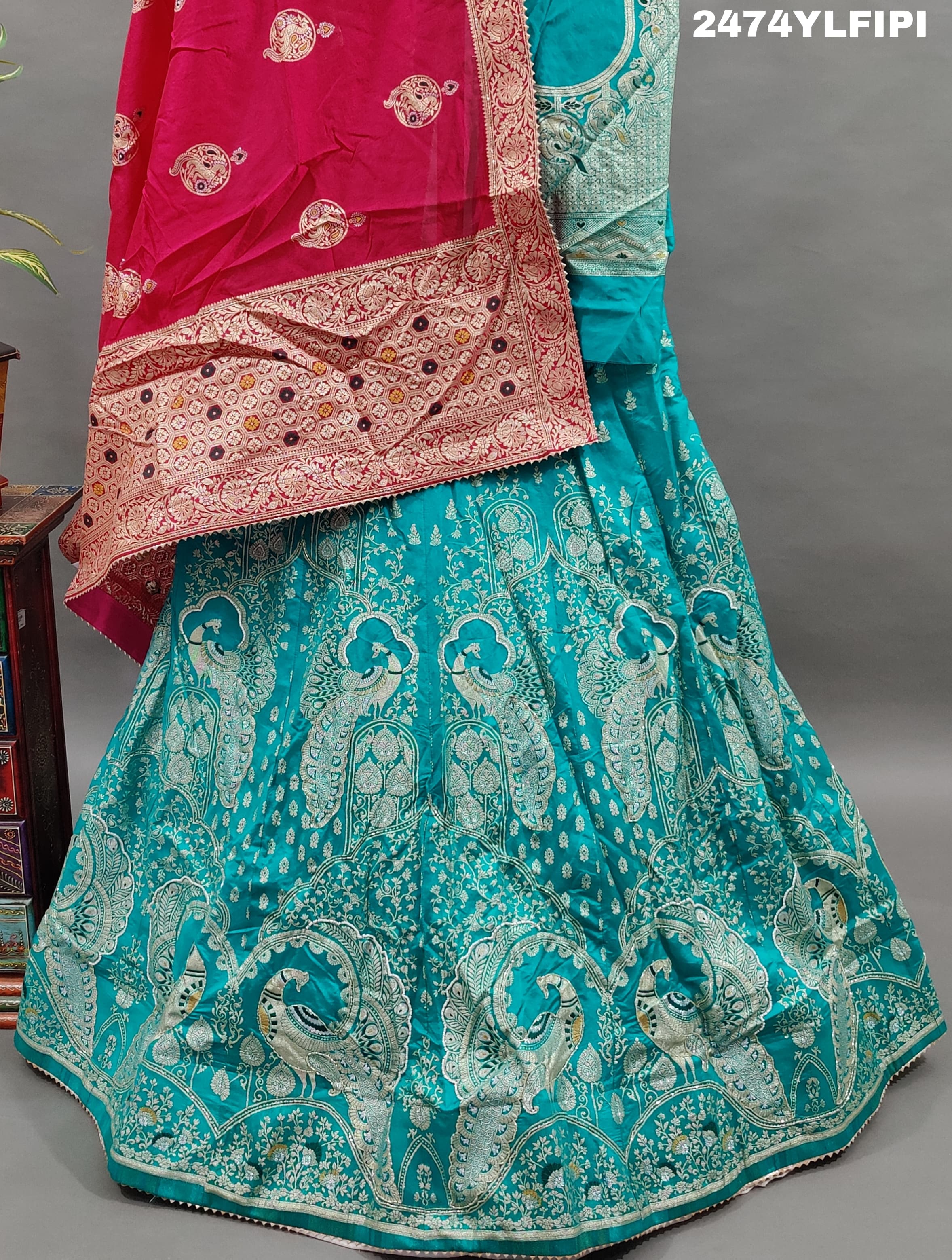 KcPc Traditional Upada Silk Lehenga in Banarasi Style with Handcrafted Cutdana Work BTU