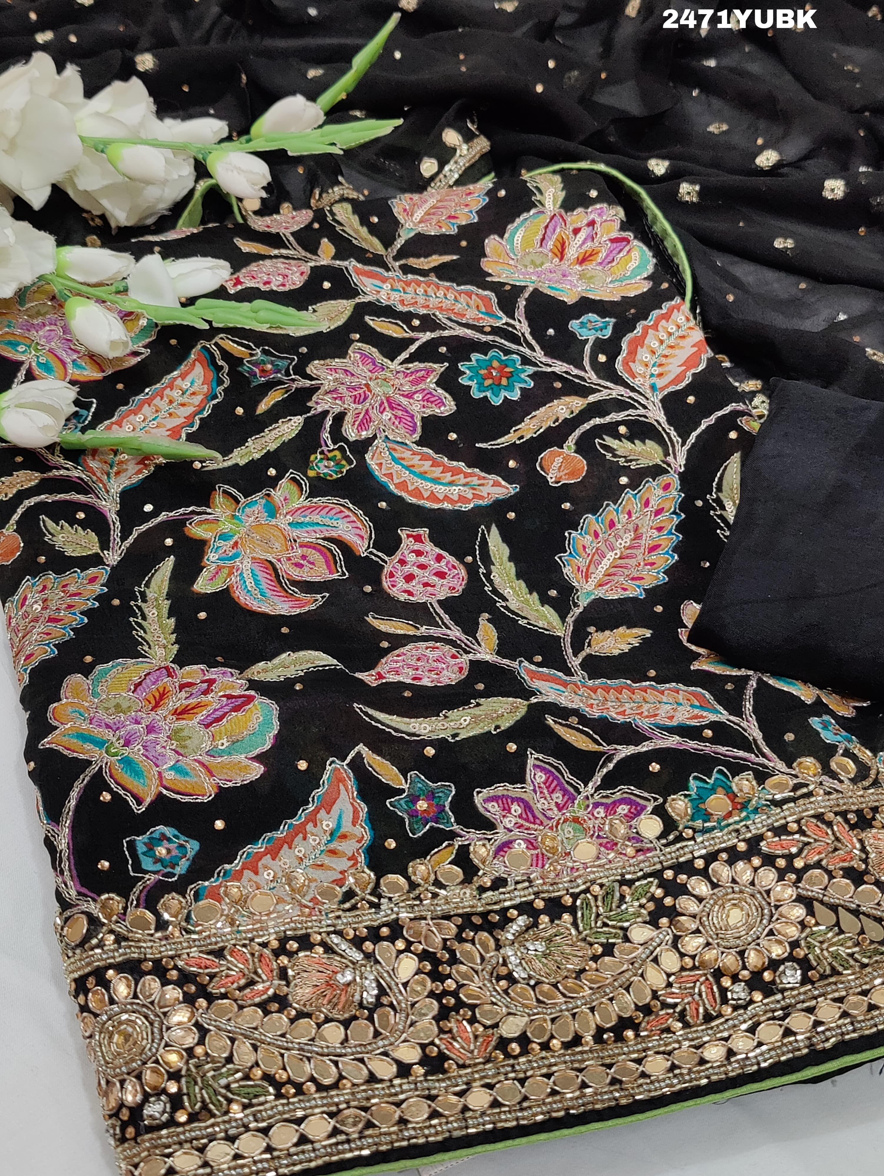 KcPc New Pure chiffon Printed Style With Cutdana Gotapatti work SuitCSA