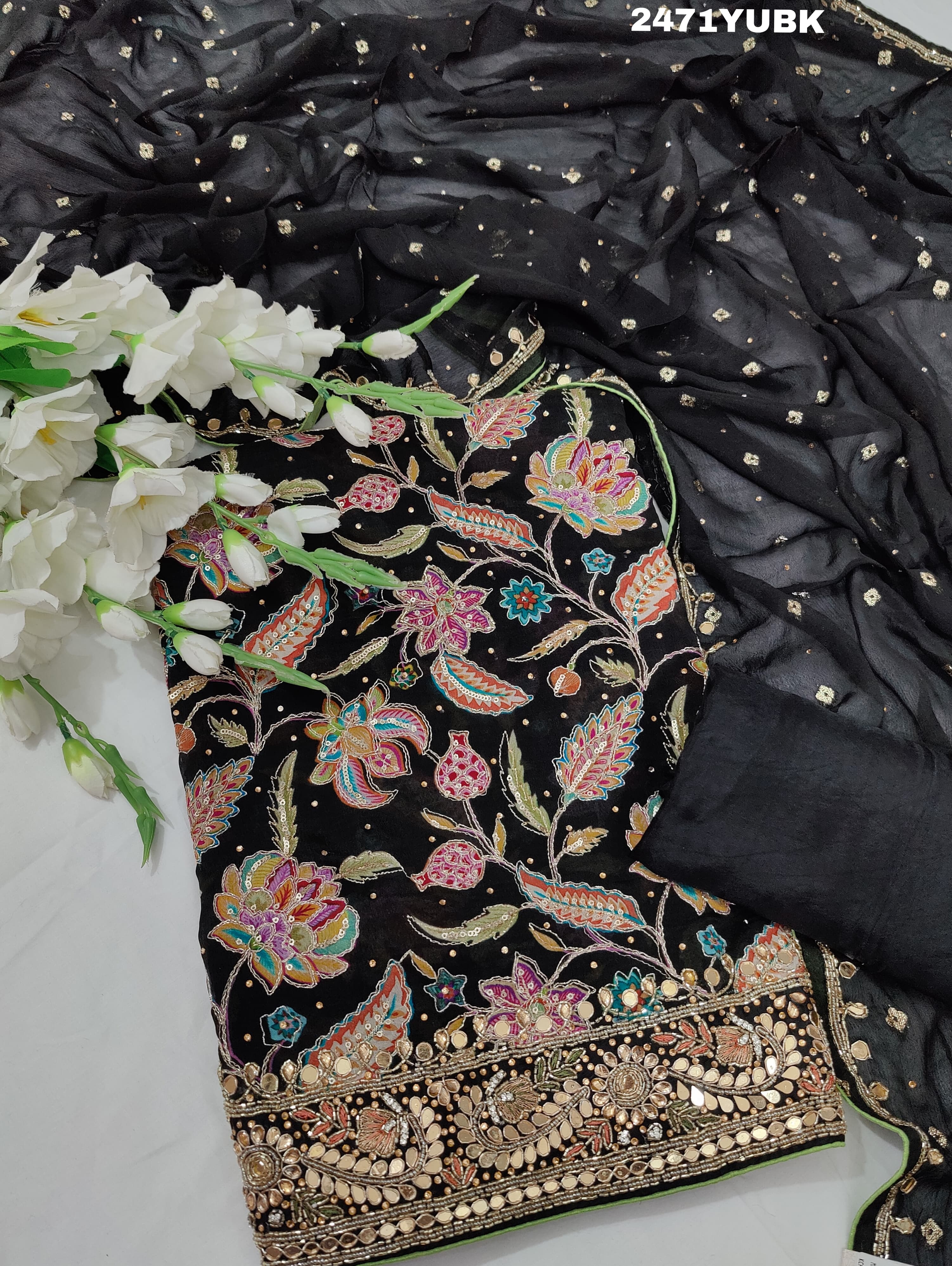 KcPc New Pure chiffon Printed Style With Cutdana Gotapatti work SuitCSA