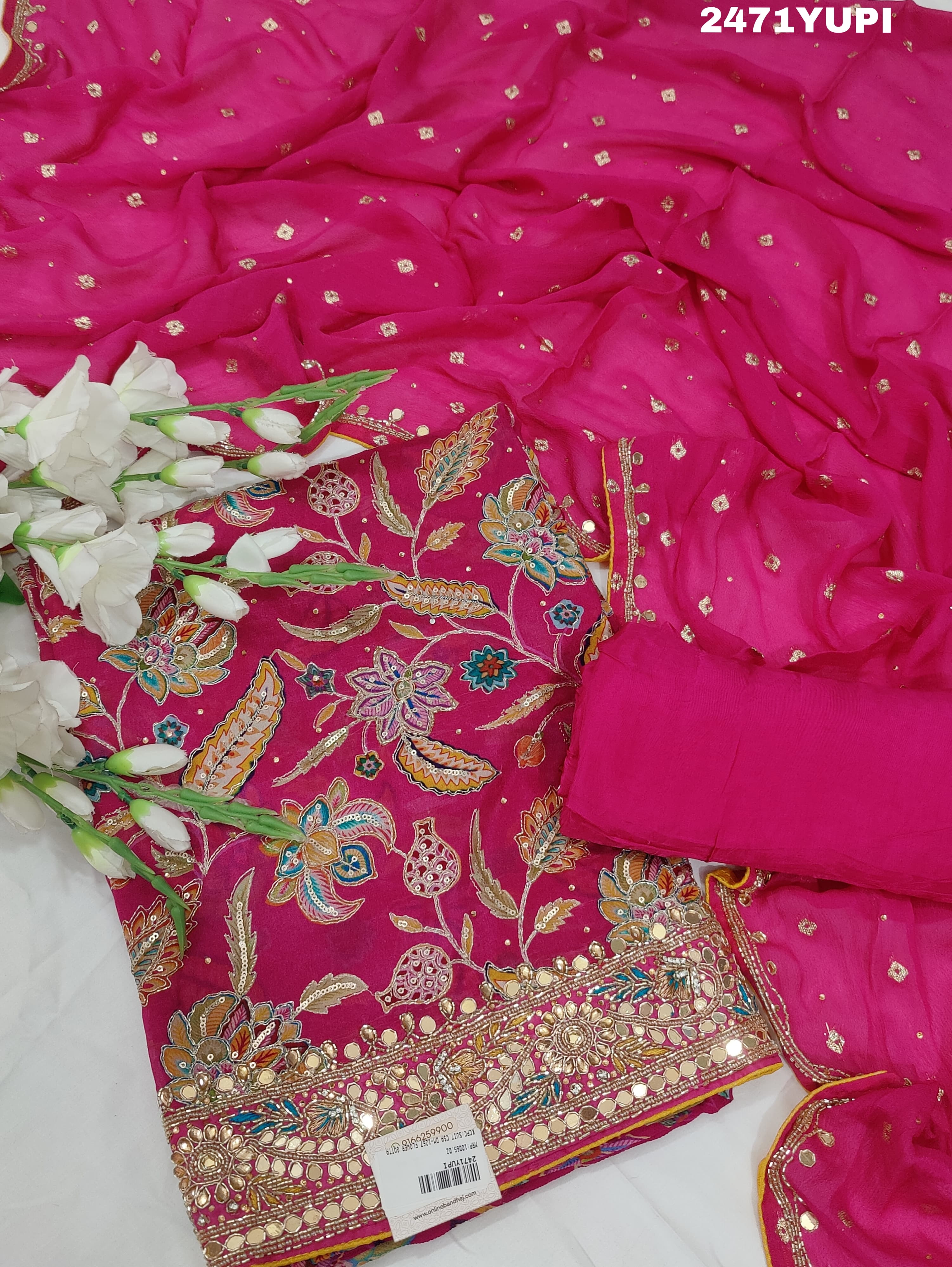 KcPc New Pure chiffon Printed Style With Cutdana Gotapatti work SuitCSA