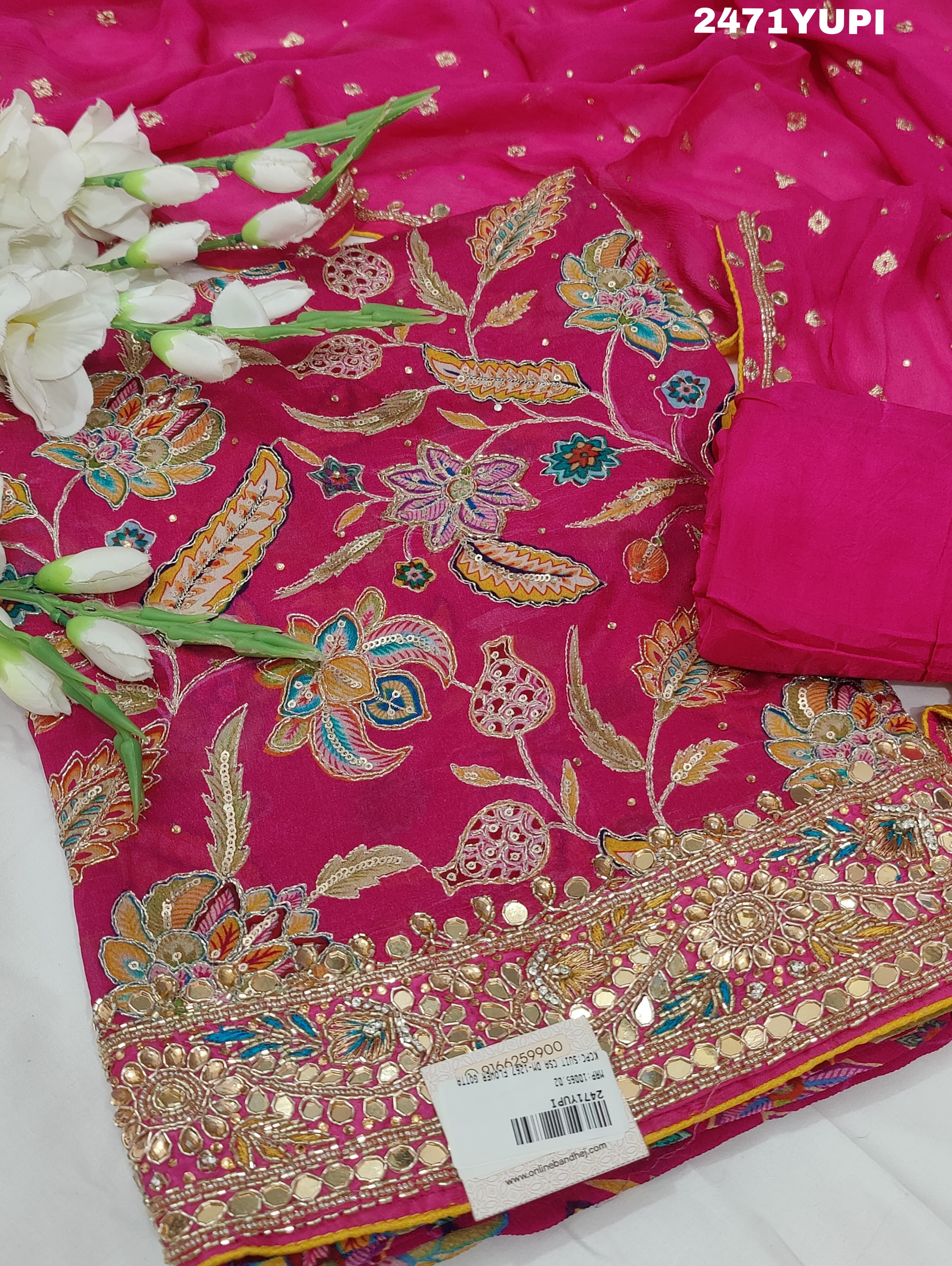KcPc New Pure chiffon Printed Style With Cutdana Gotapatti work SuitCSA