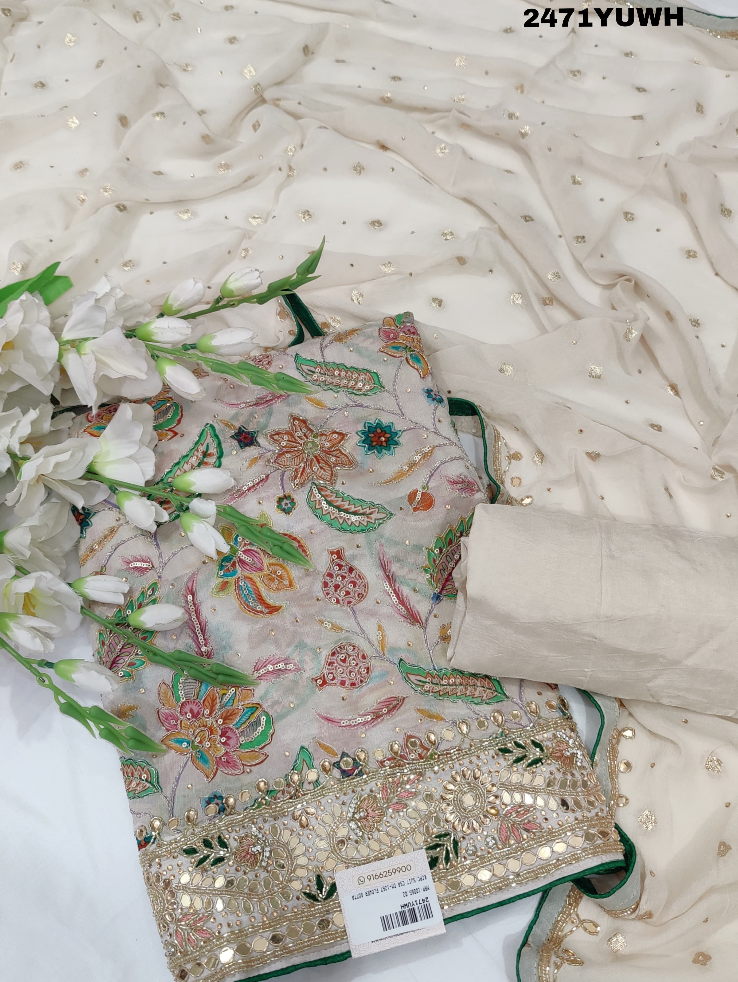 KcPc New Latest Pure chiffon Printed Style With Cutdana Gotapatti work SuitCSA