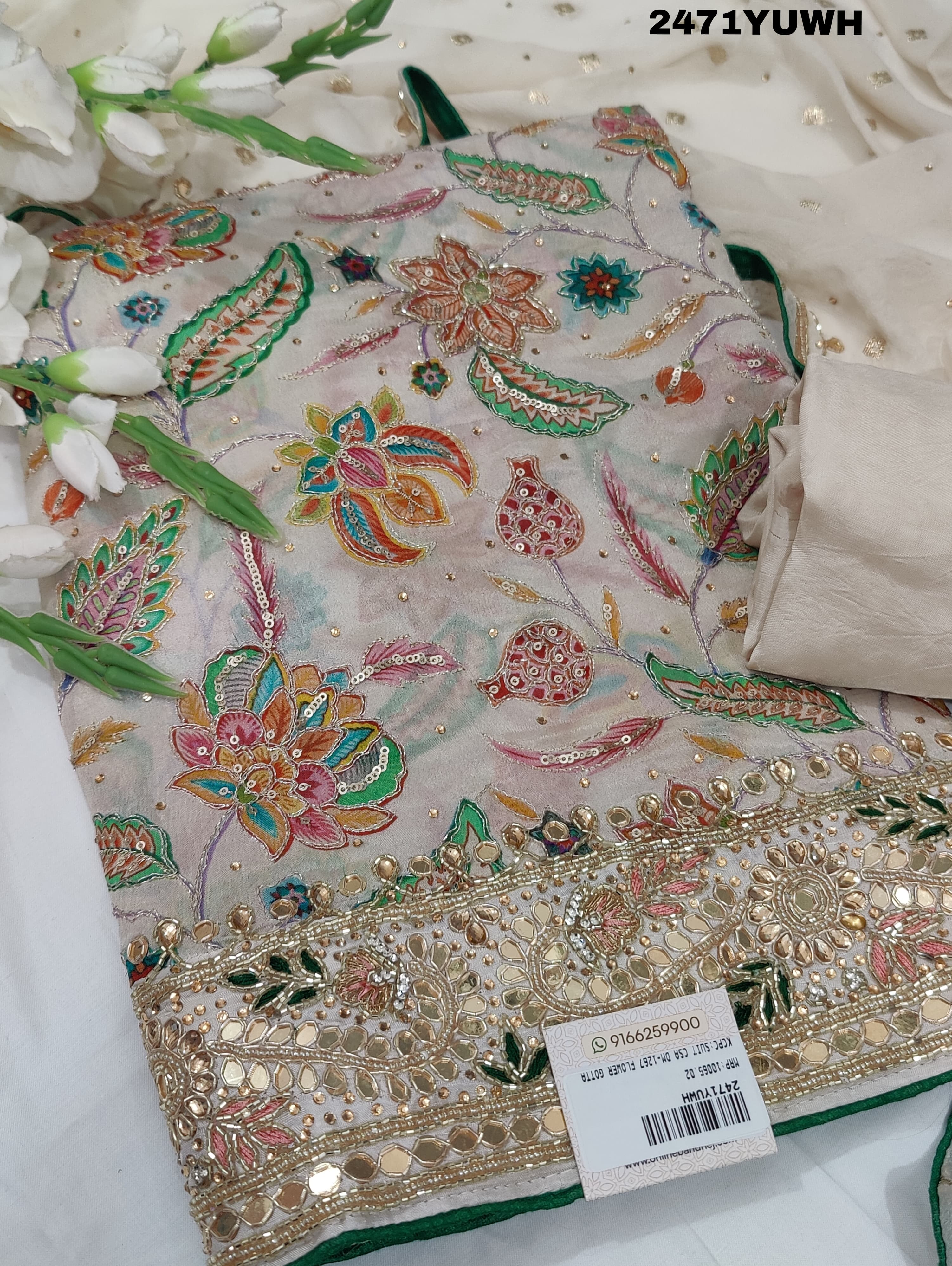 KcPc New Latest Pure chiffon Printed Style With Cutdana Gotapatti work SuitCSA