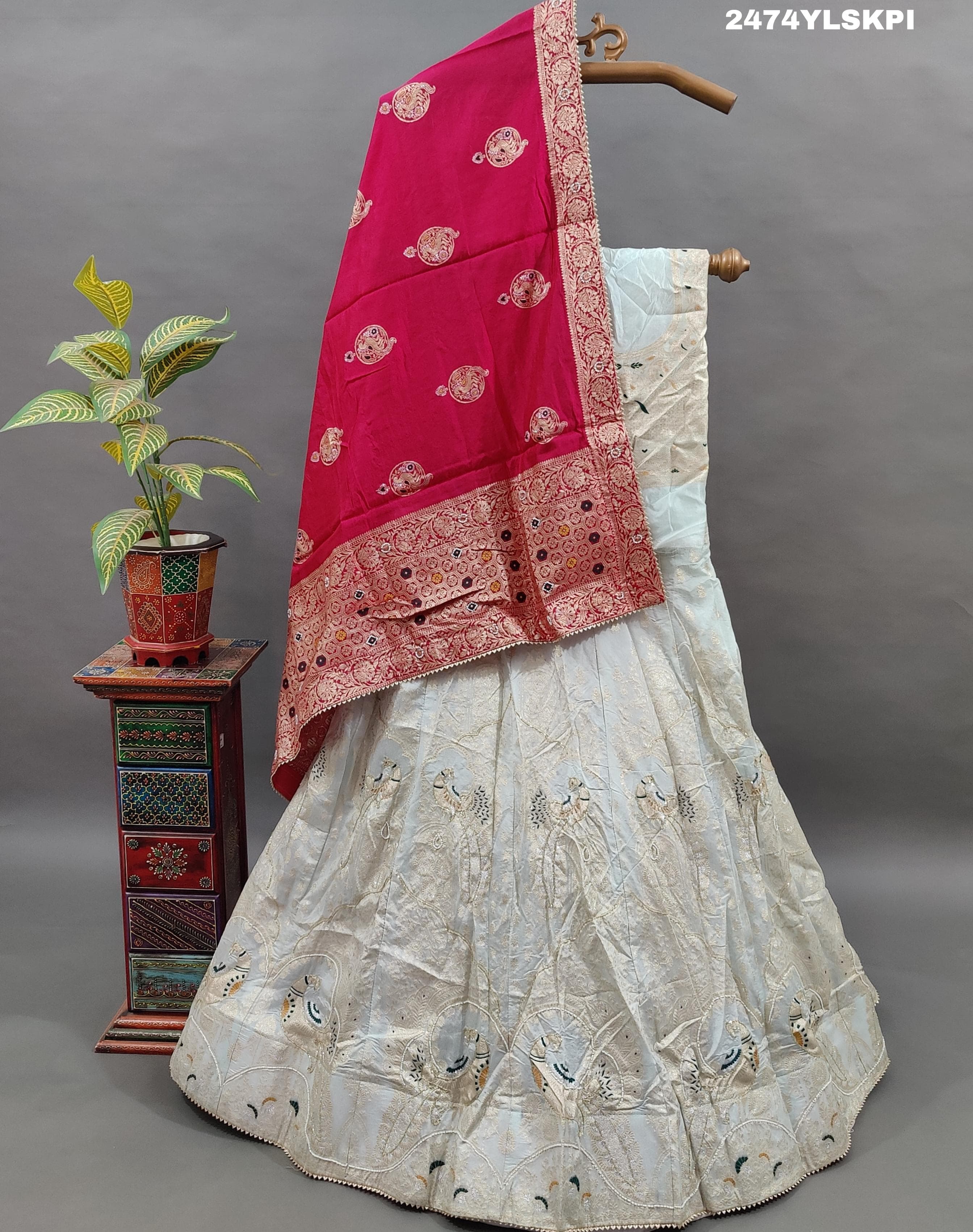 KcPc New Banarasi Inspired Upada Silk Traditional Lehenga with Cutdana Work BTU
