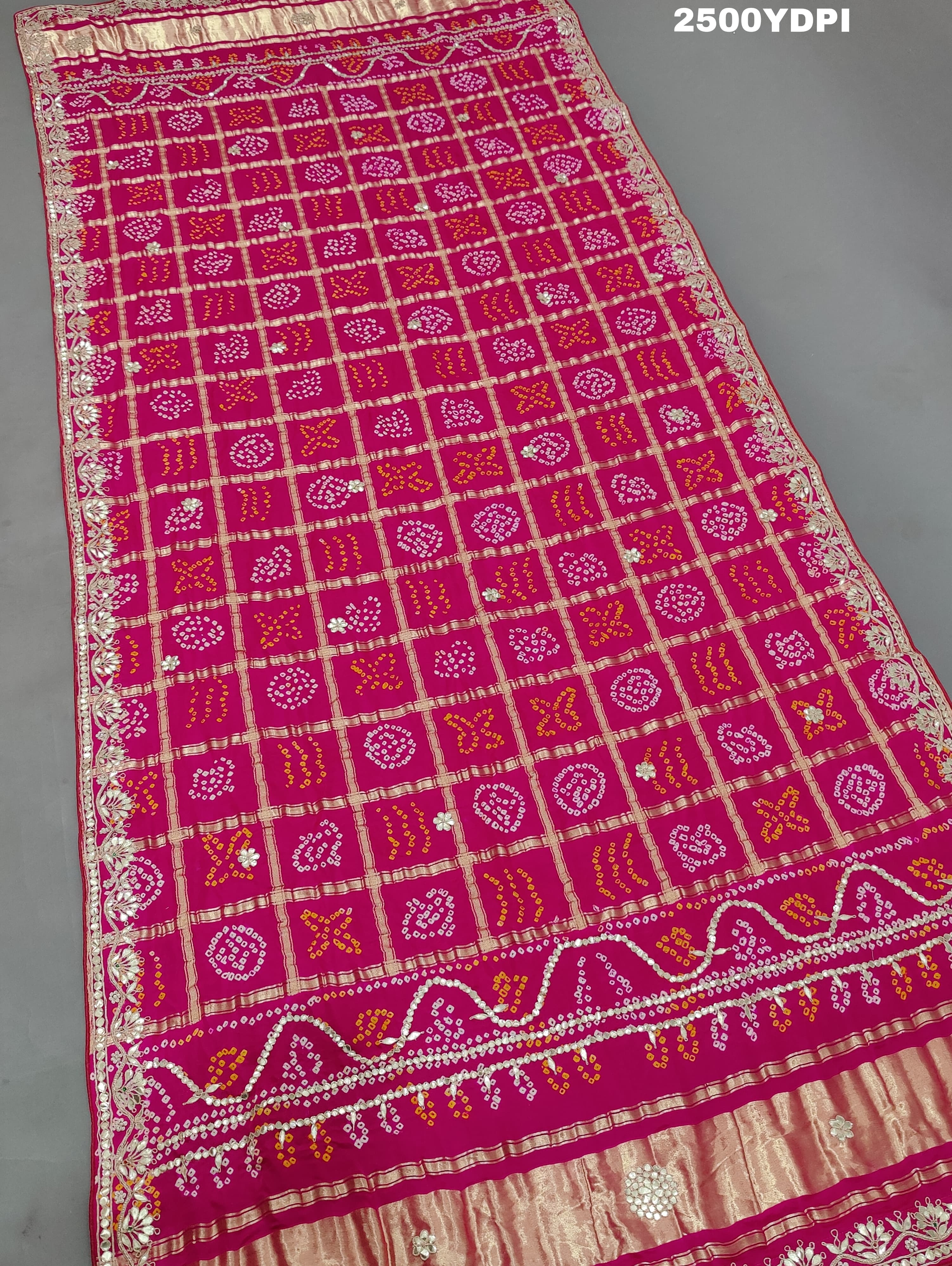 KcPc New Pure Gaji Silk Bandhani Gotapatti Designer Jaipuri Traditional Dupatta AMT