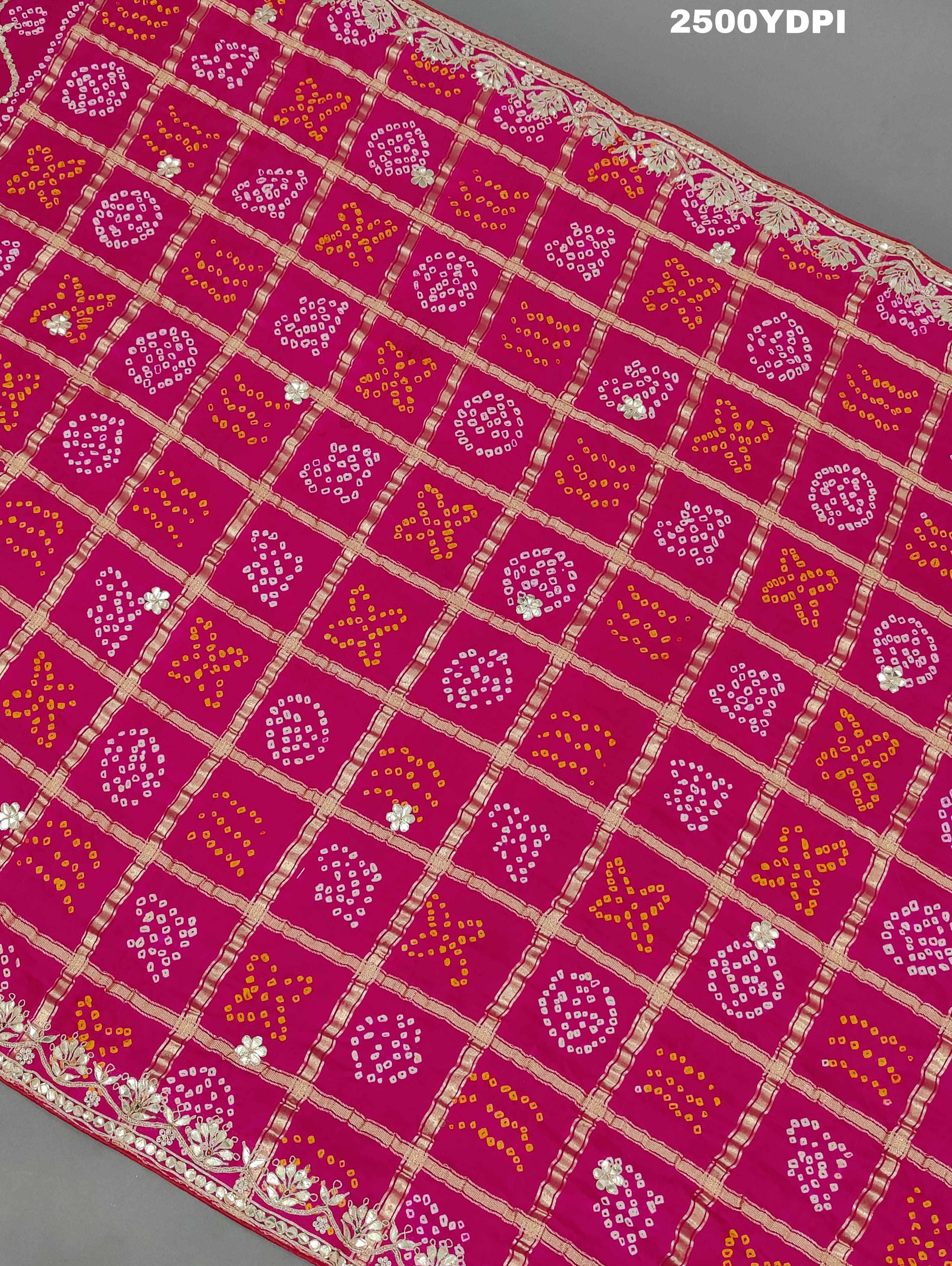 KcPc New Pure Gaji Silk Bandhani Gotapatti Designer Jaipuri Traditional Dupatta AMT