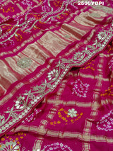 KcPc New Pure Gaji Silk Bandhani Gotapatti Designer Jaipuri Traditional Dupatta AMT