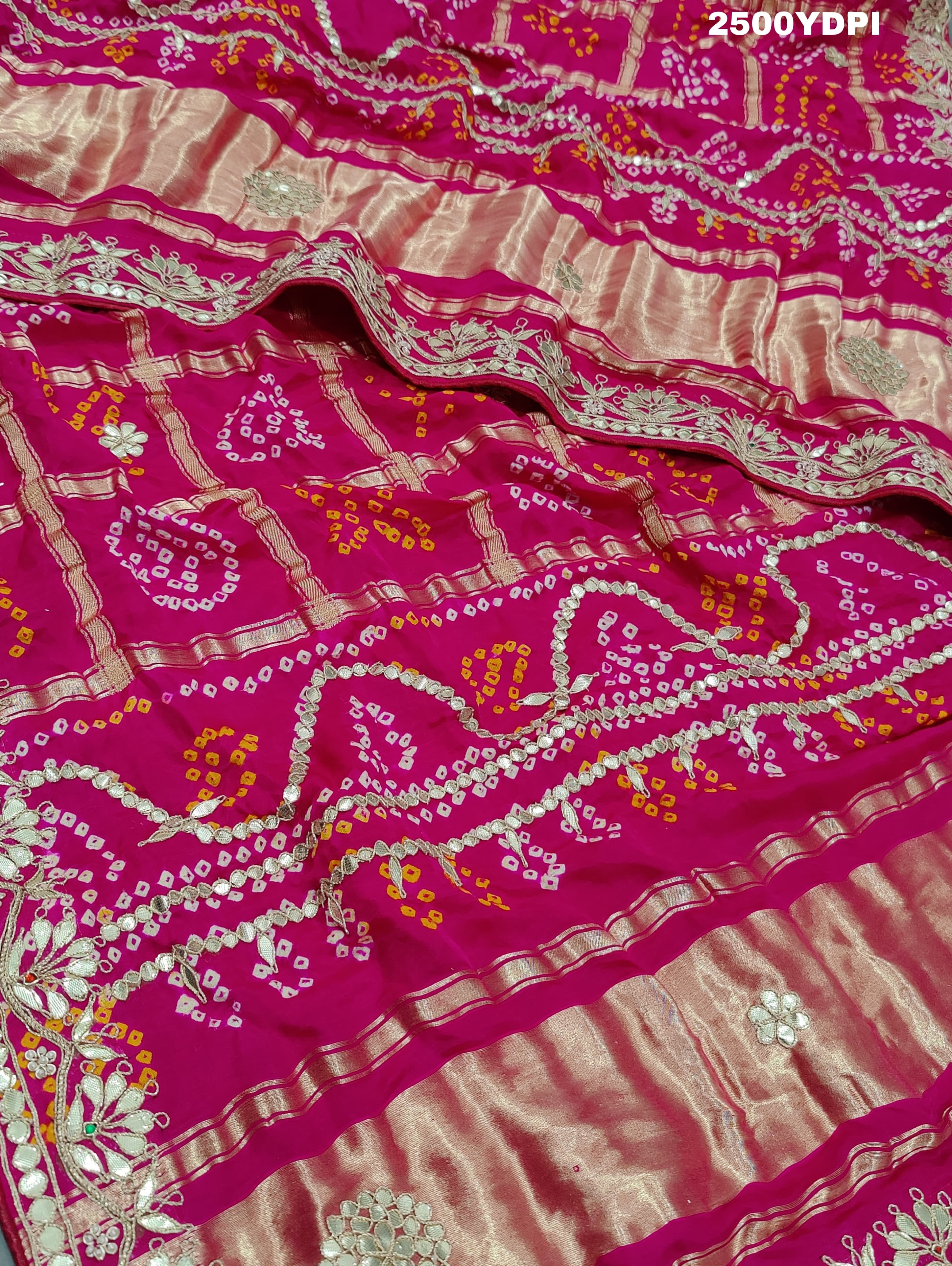 KcPc New Pure Gaji Silk Bandhani Gotapatti Designer Jaipuri Traditional Dupatta AMT
