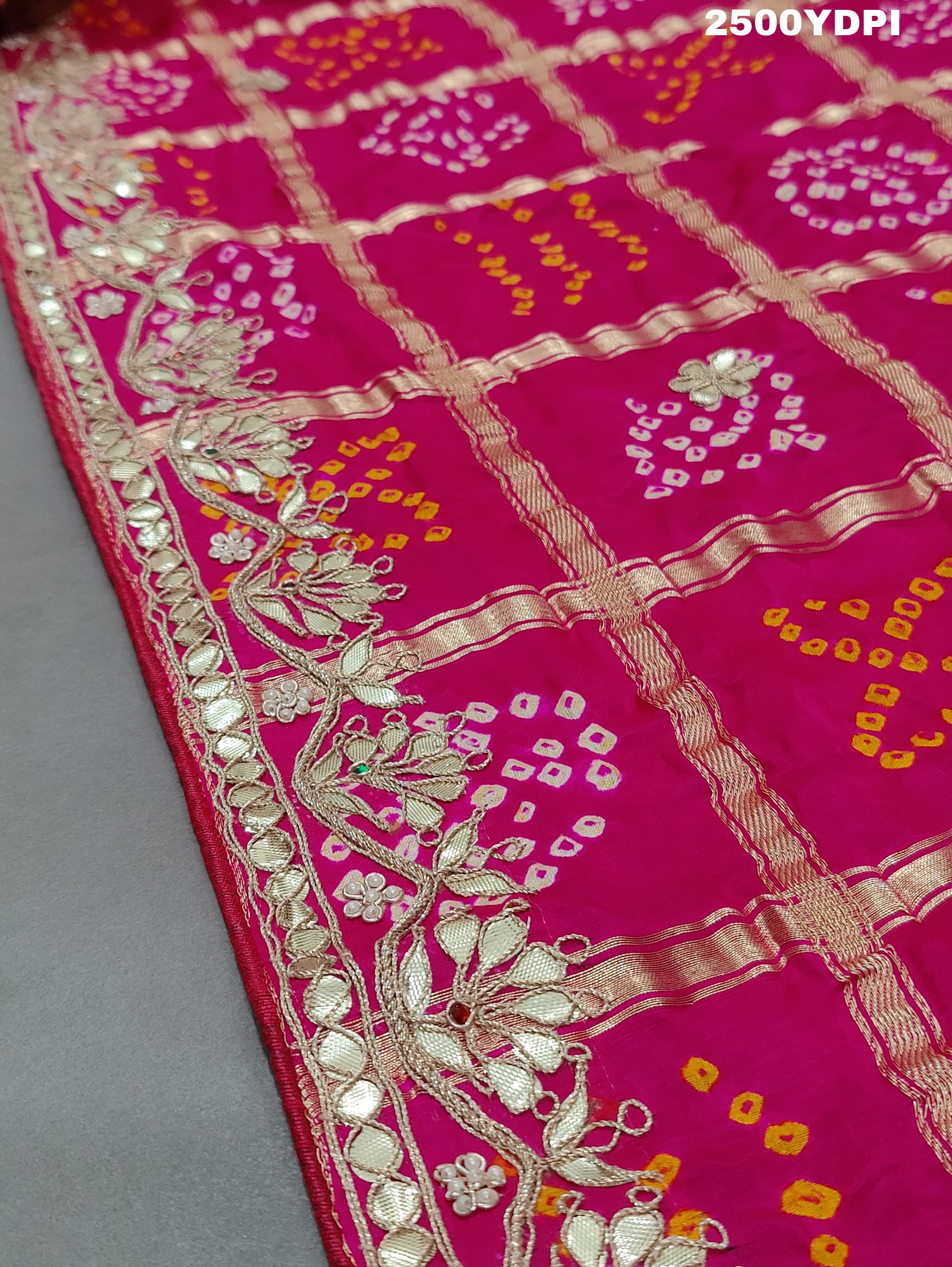 KcPc New Pure Gaji Silk Bandhani Gotapatti Designer Jaipuri Traditional Dupatta AMT