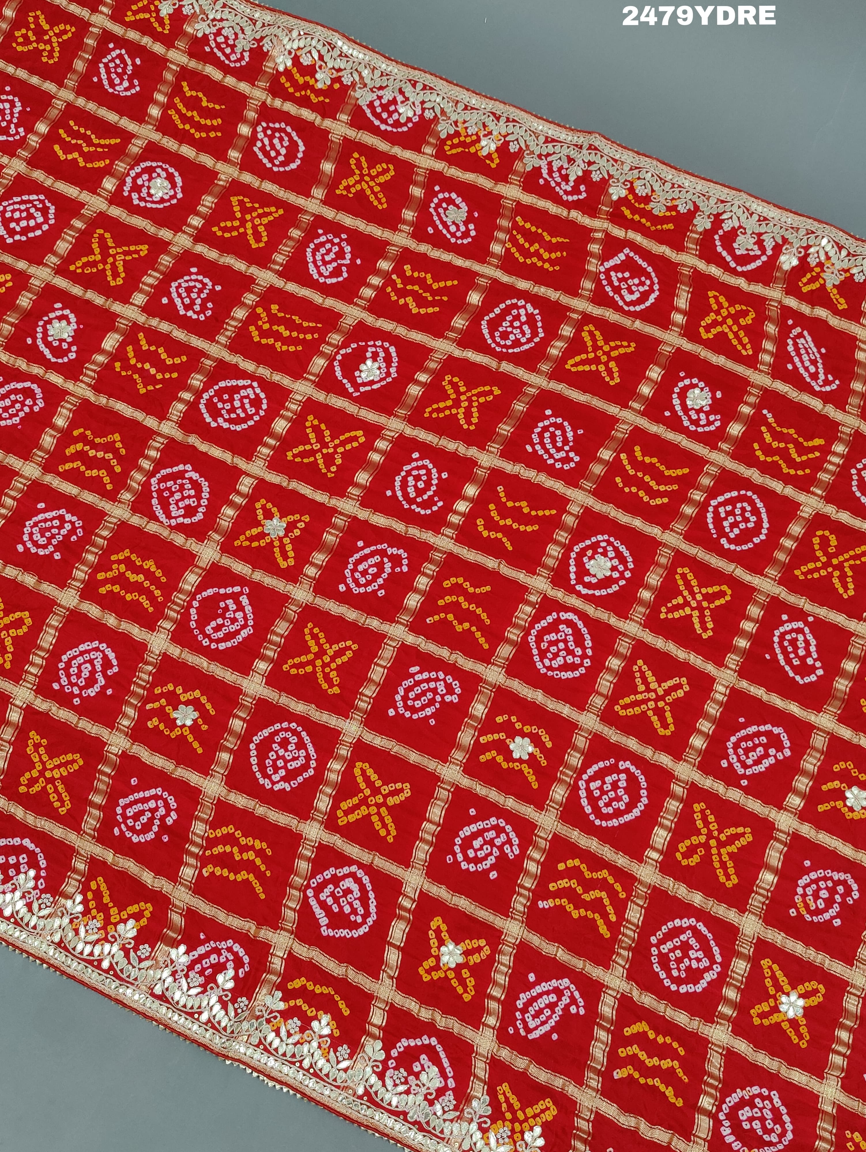 KcPc Pure Gaji Silk Bandhani Gotapatti Designer Jaipuri Traditional Dupatta AMT