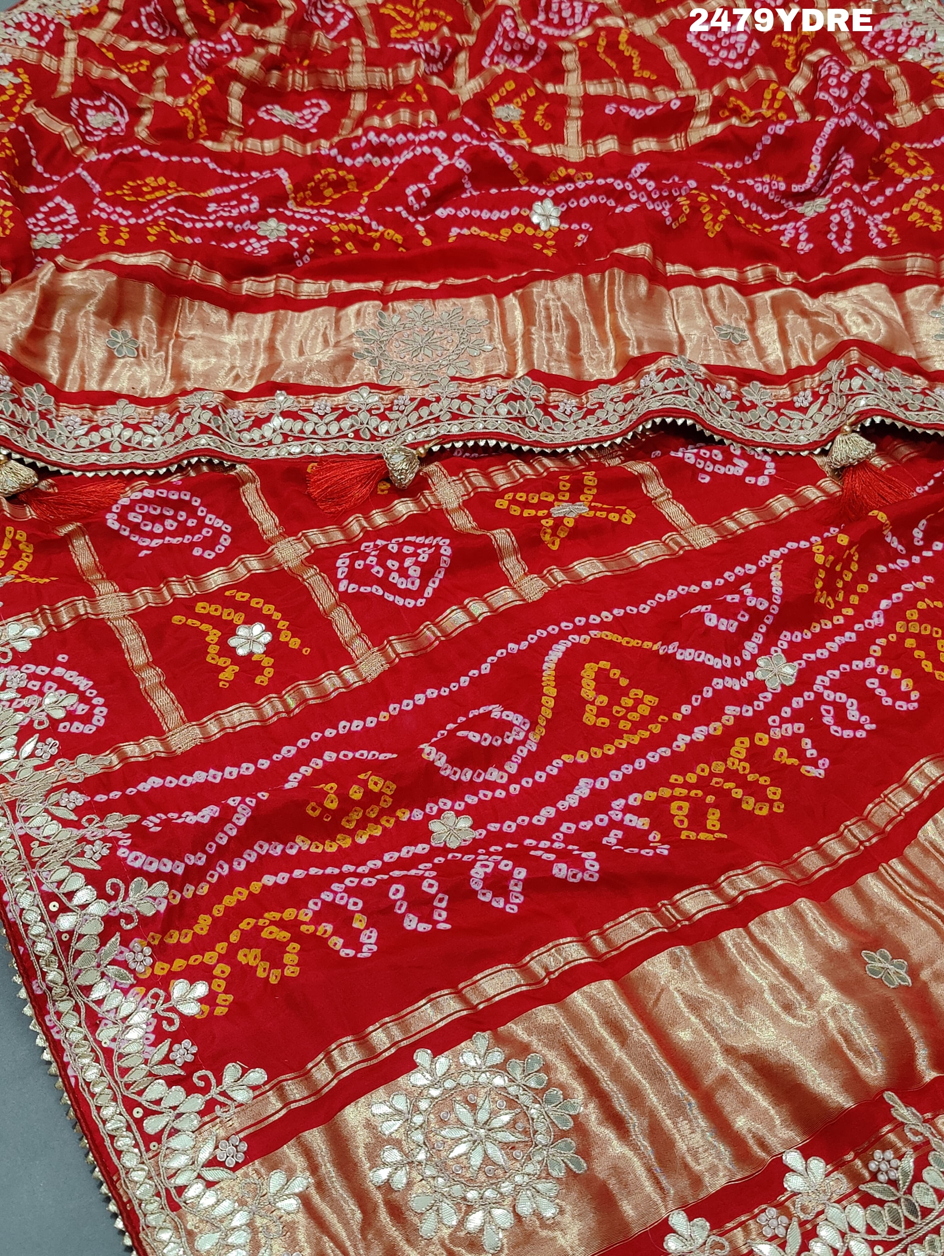 KcPc Pure Gaji Silk Bandhani Gotapatti Designer Jaipuri Traditional Dupatta AMT
