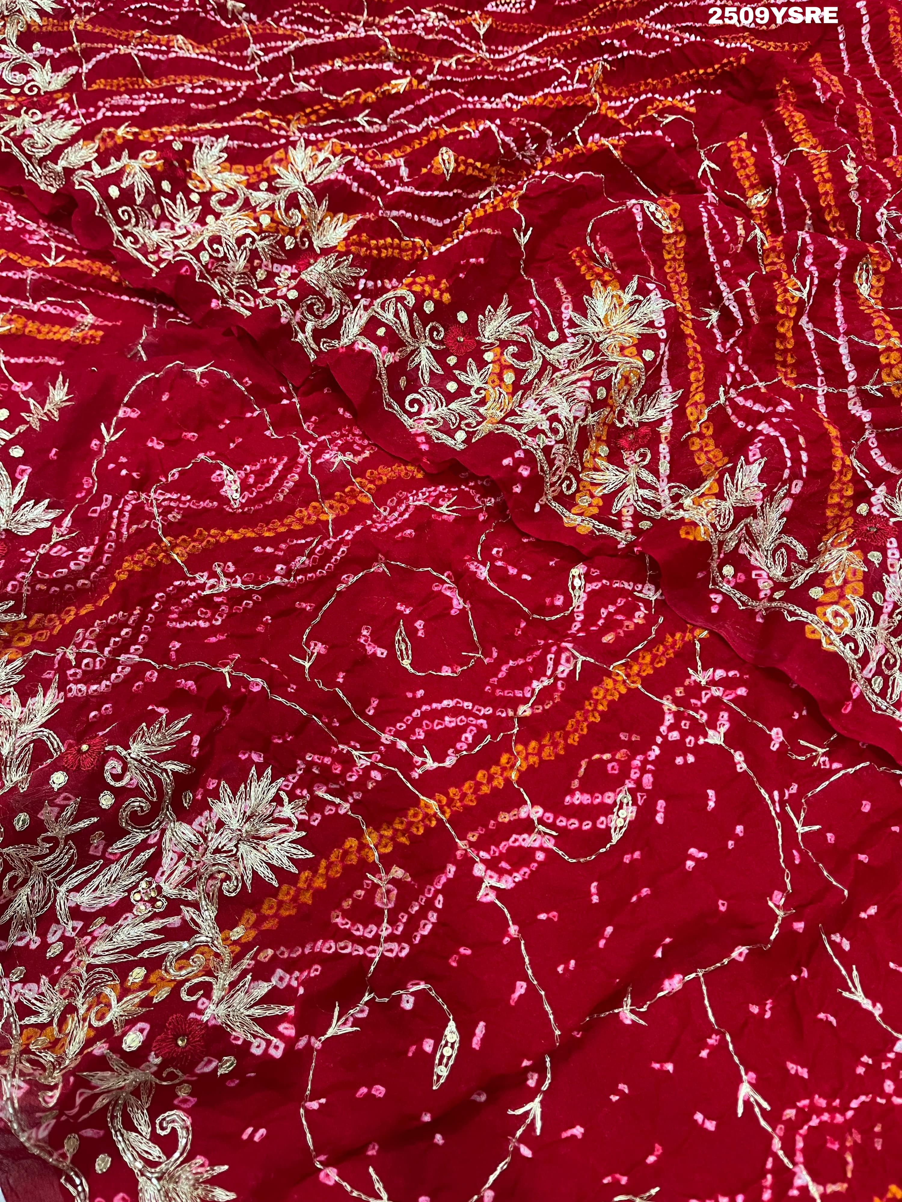 KcPc New Latest Ojariya Bandhani Style With Mukesh work Work Saree AMT