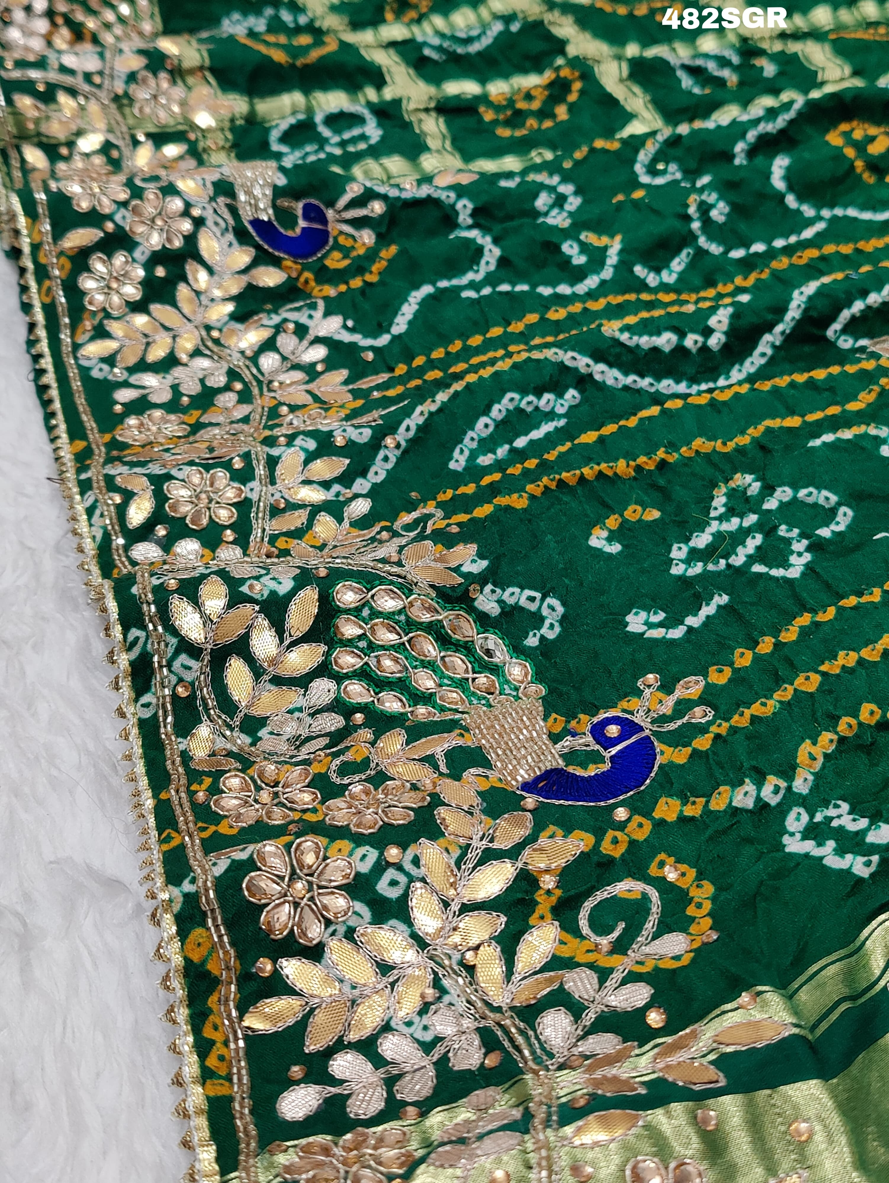 KcPc Latest Pure Gaji Silk Bandhani Ghatchola Heavy Gotapatti Work SareeAMT