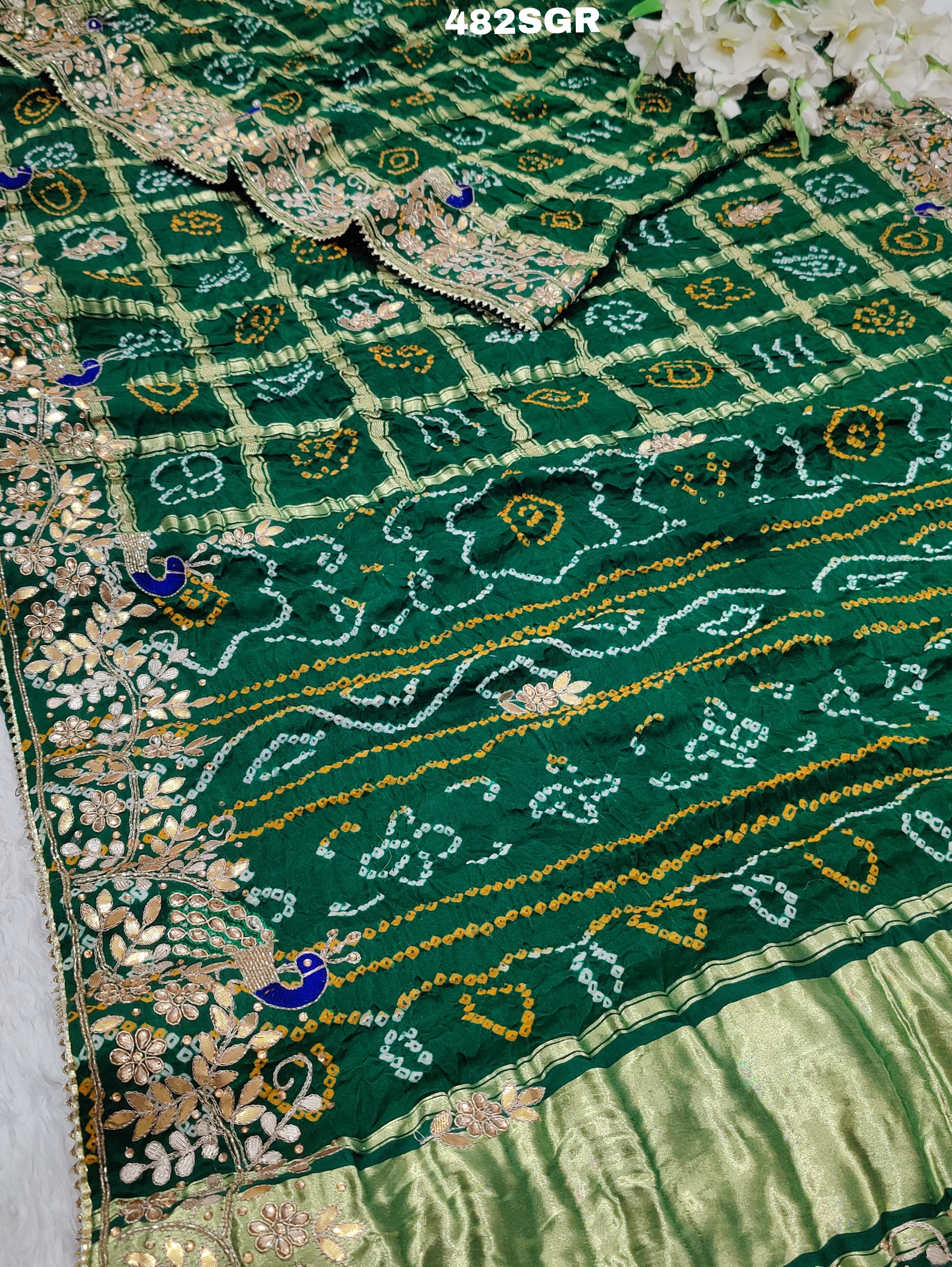 KcPc Latest Pure Gaji Silk Bandhani Ghatchola Heavy Gotapatti Work SareeAMT